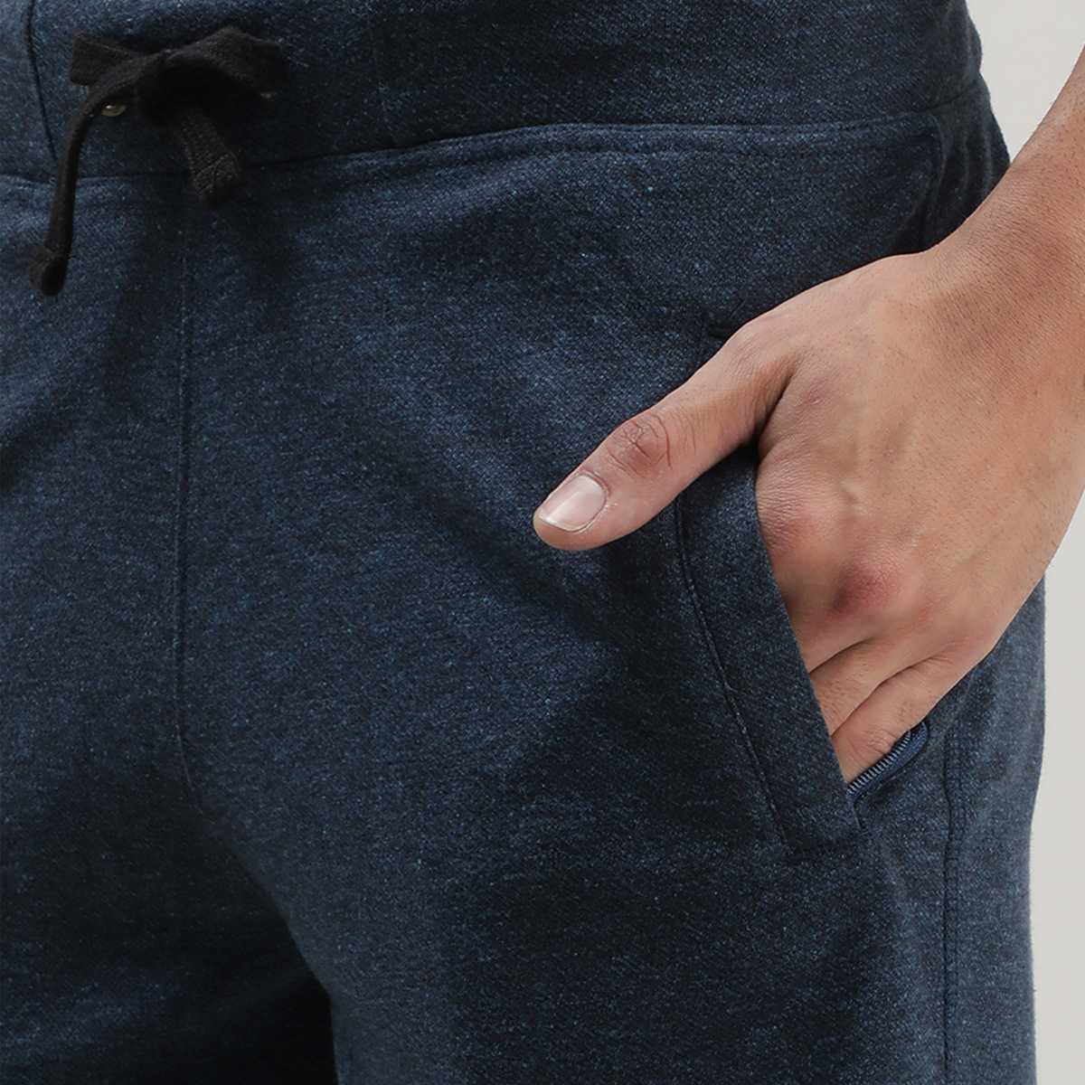 Blue Melange Solid Track Shorts