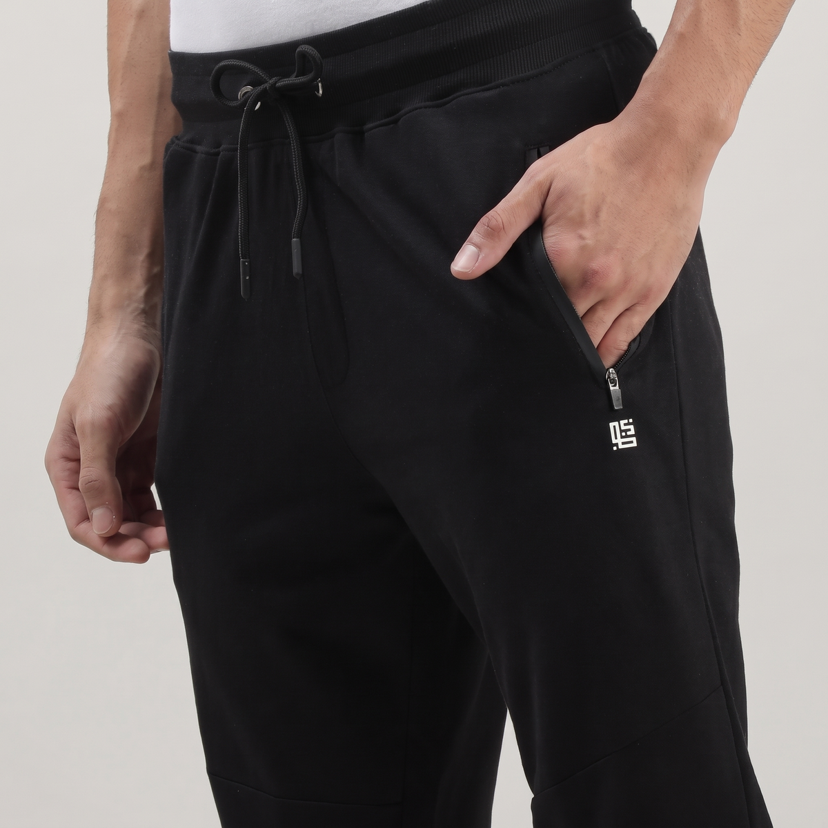Black Solid Track Joggers