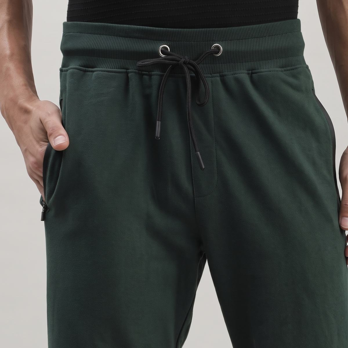 Green Solid Track Joggers
