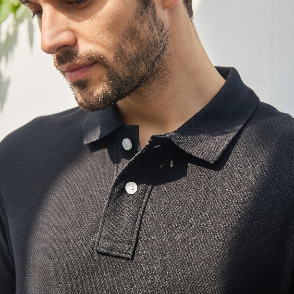 Black Jacquard Polo Tshirt