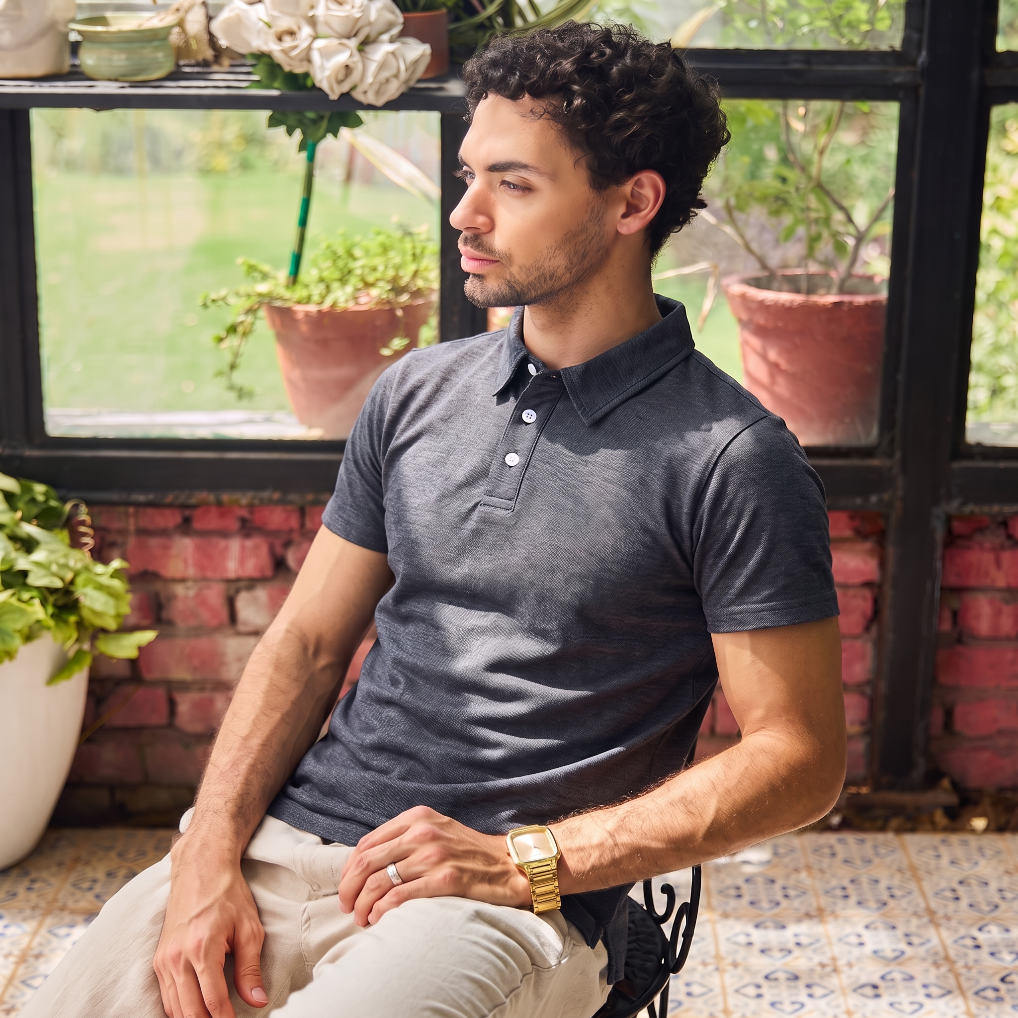 Slate Grey Men Polo Tshirt