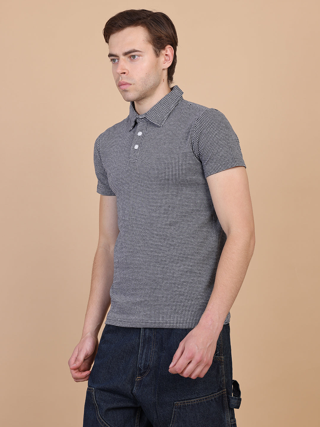 Black And White Men Polo Tshirt
