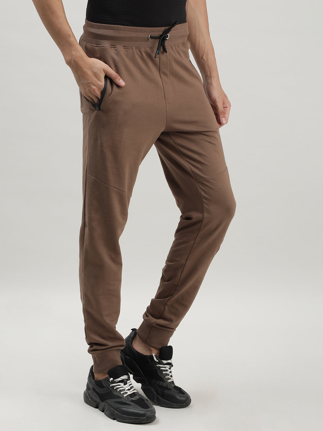 Peanut Brown Casual Joggers for Men at Loom & Spin