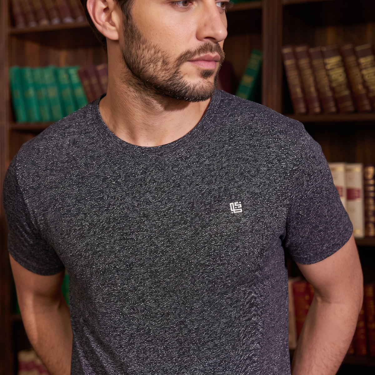 Dark Grey Space Dyed Crew Neck Tshirt