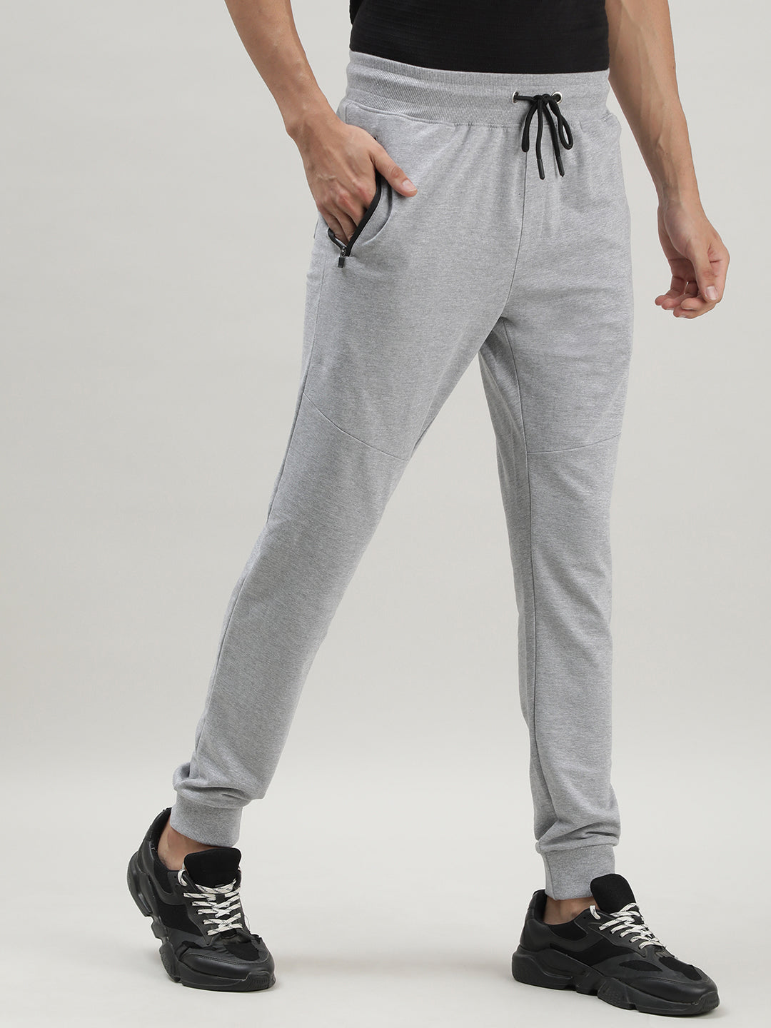 Grey Melange Joggers for Men