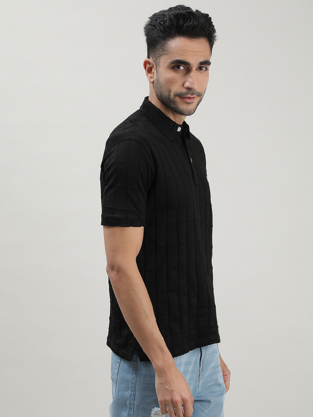 Black Polo T-shirt for Men at Loom & Spin