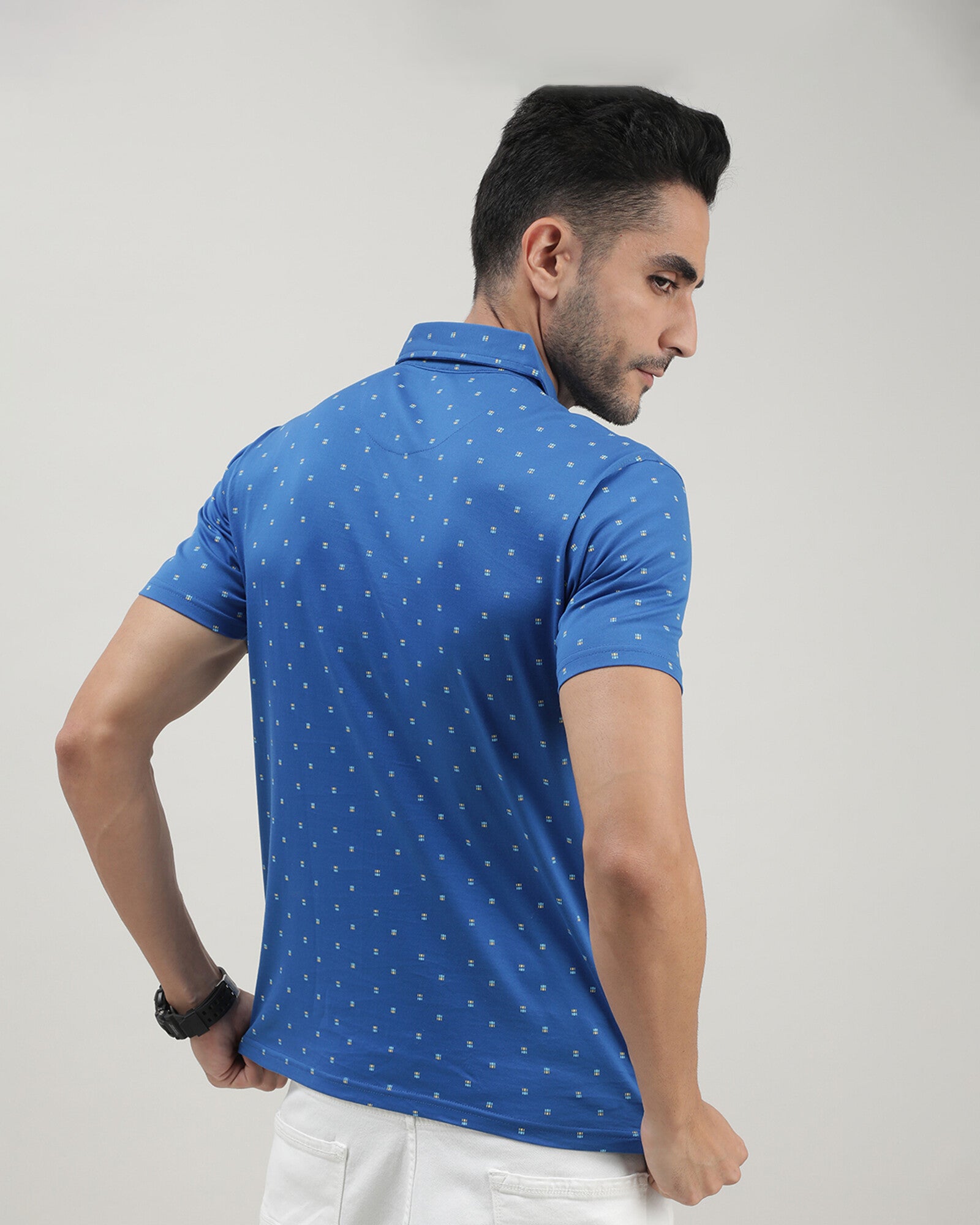 Blue Printed Polo Tshirt