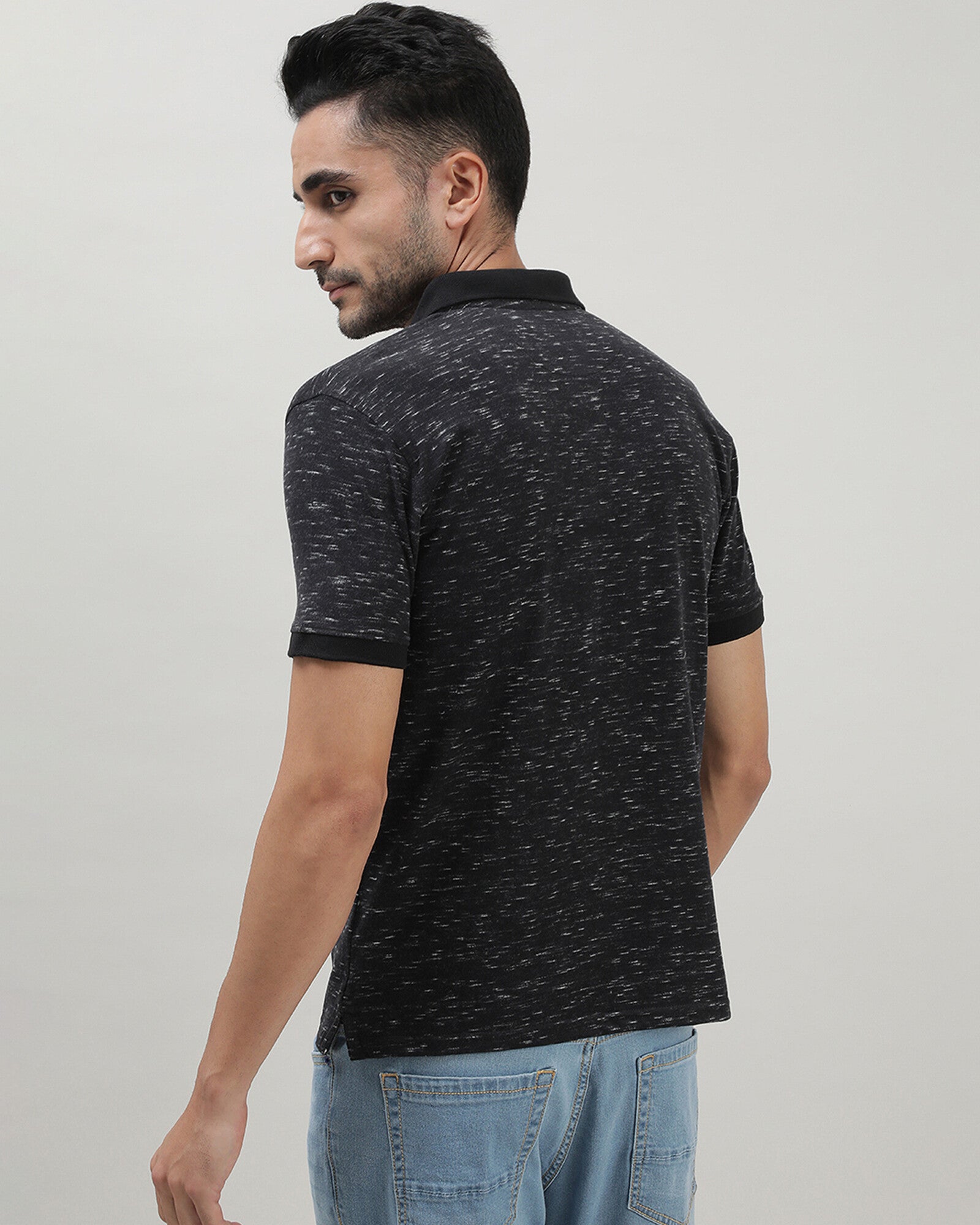 Black Space Dyed Polo Tshirt