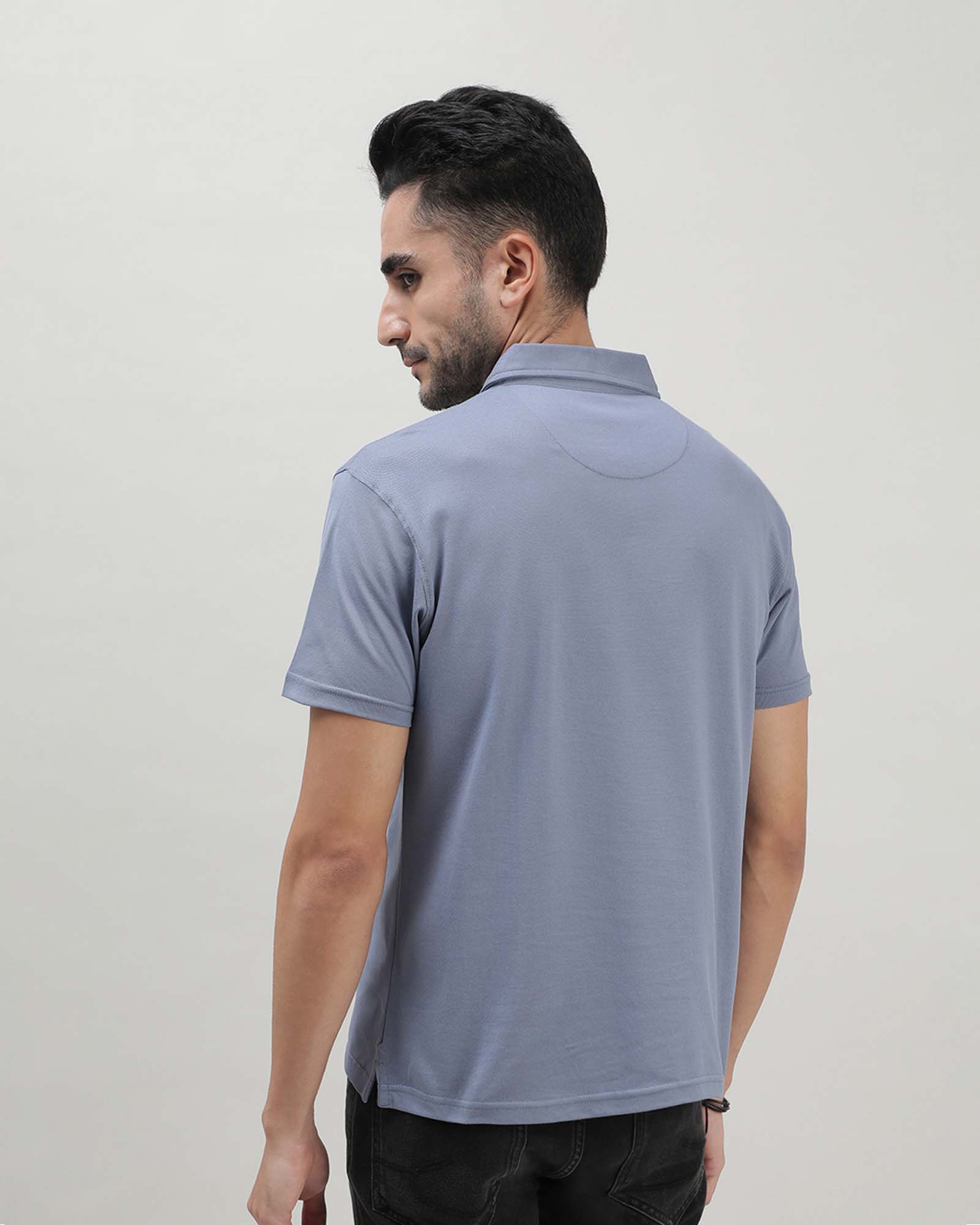 Ink Blue Solid Polo Tshirt