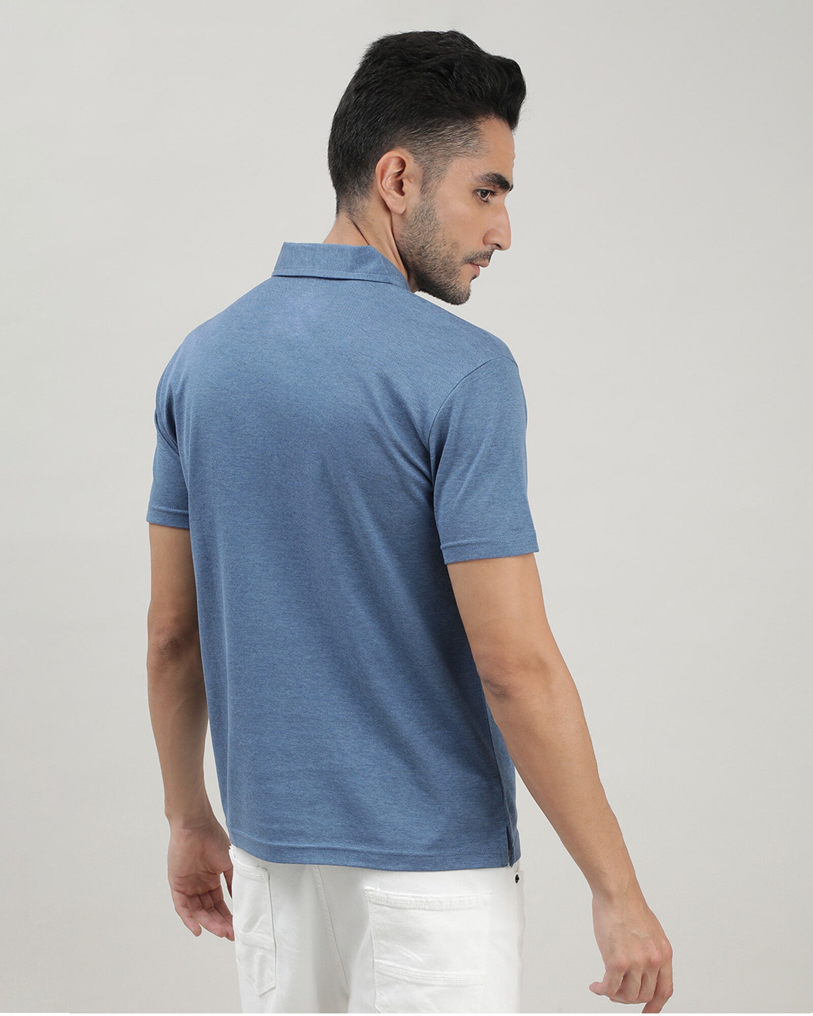 Blue Solid Polo Tshirt