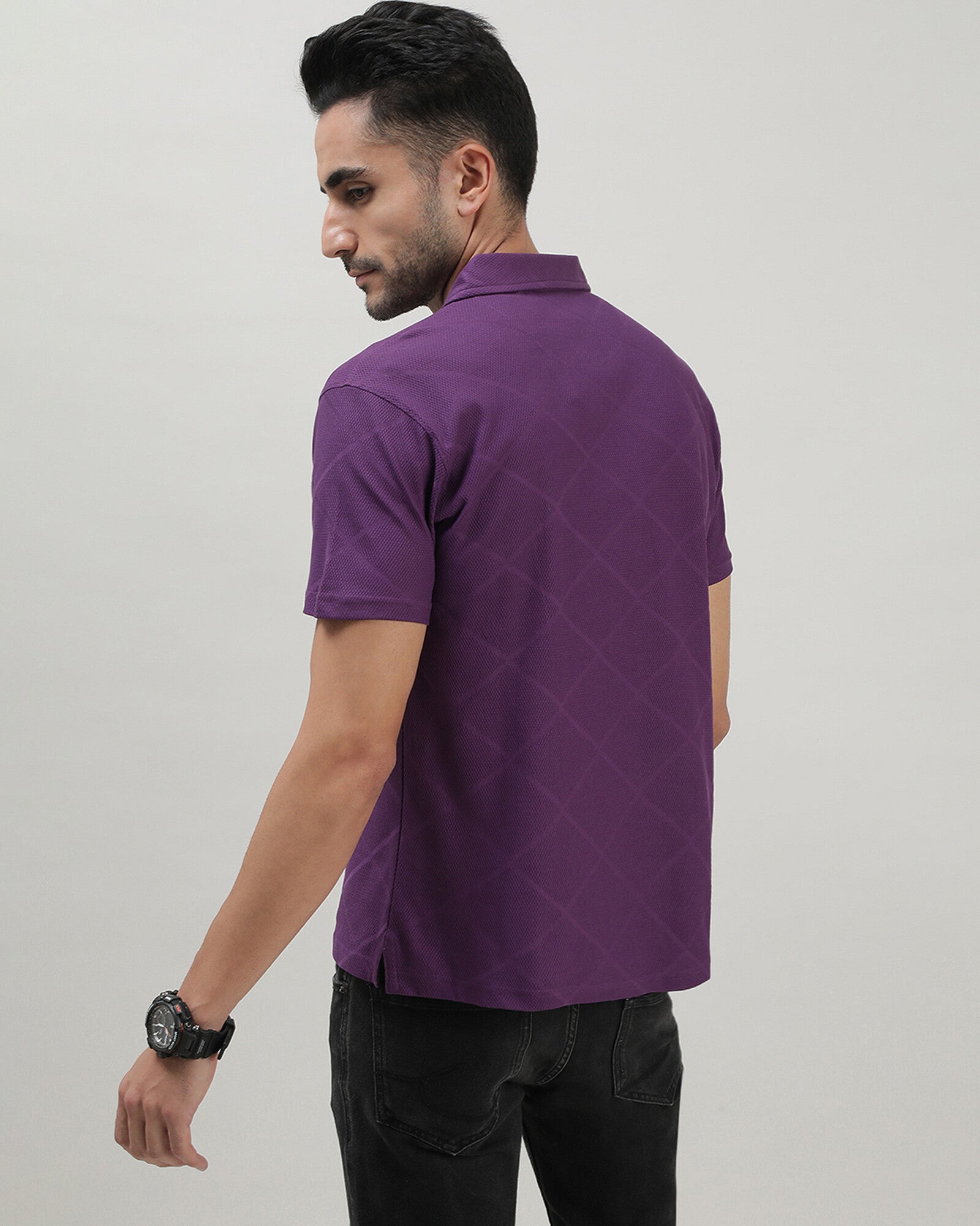 Purple Jacquard Polo Tshirt