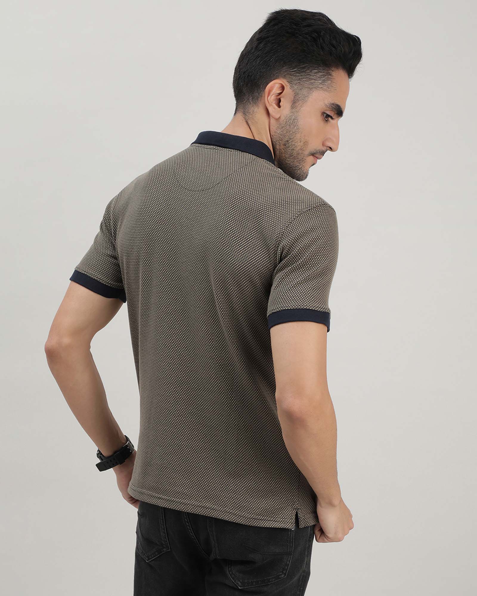 Olive Jacquard Polo Tshirt