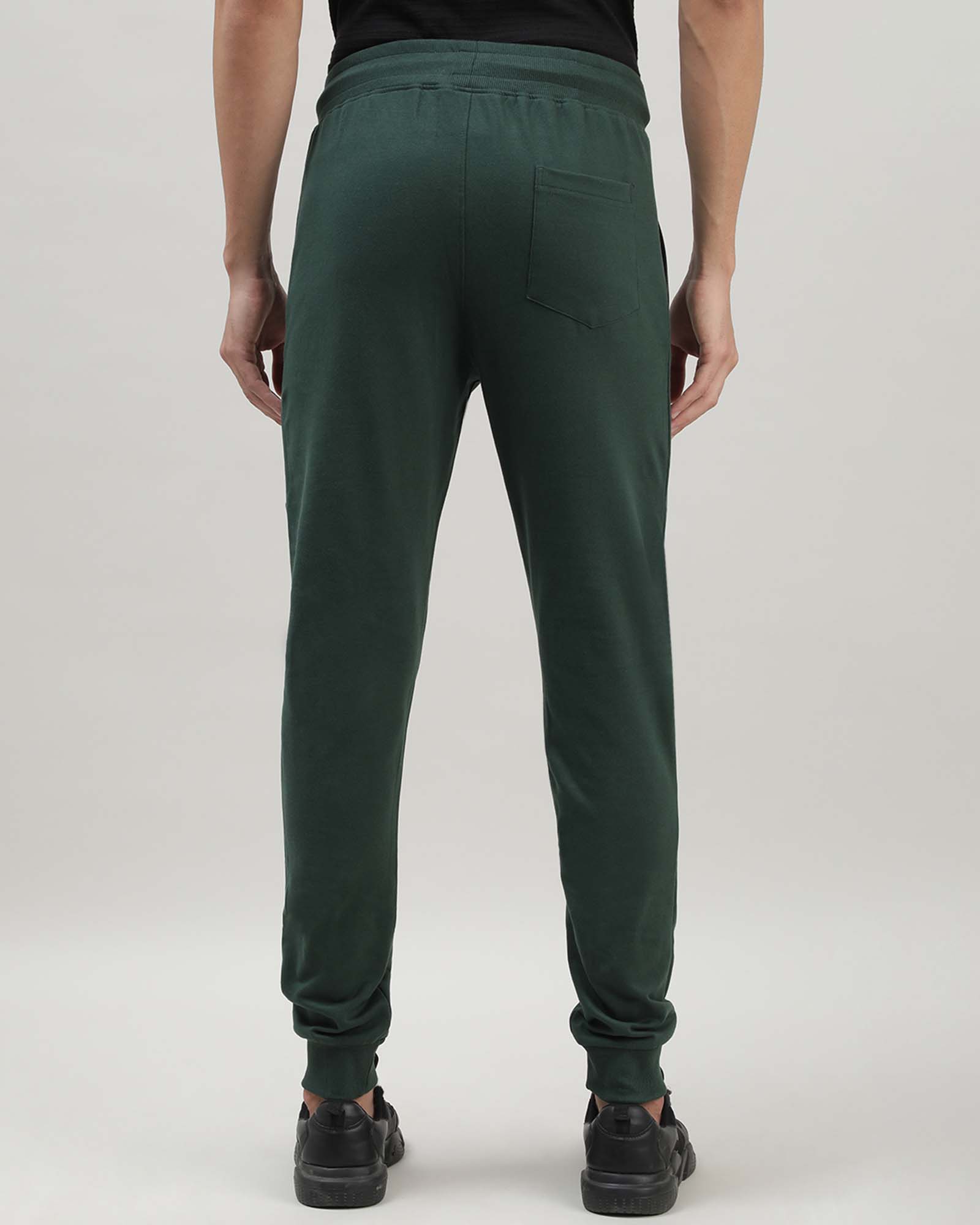 Green Solid Track Joggers