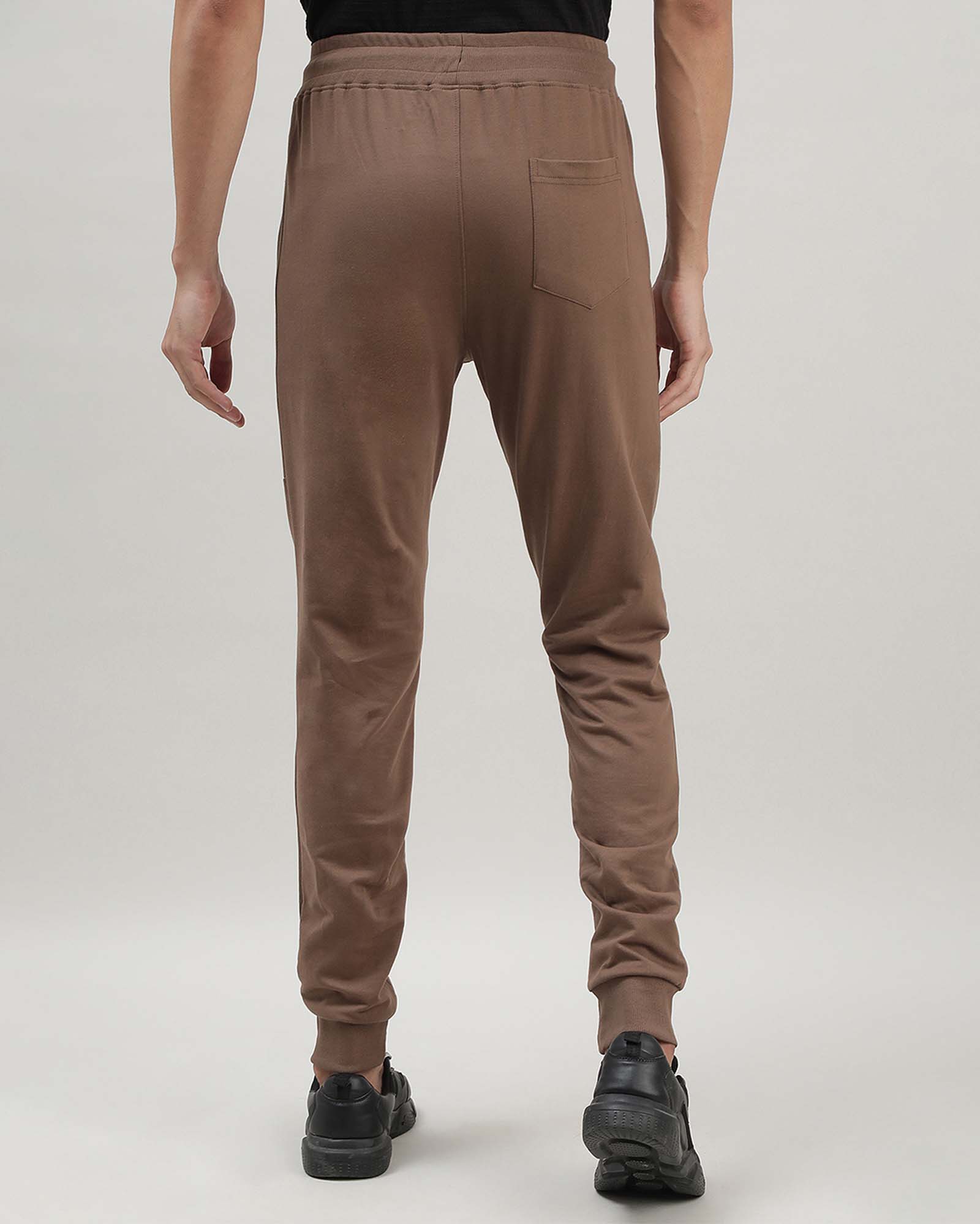 Brown Solid Track Joggers