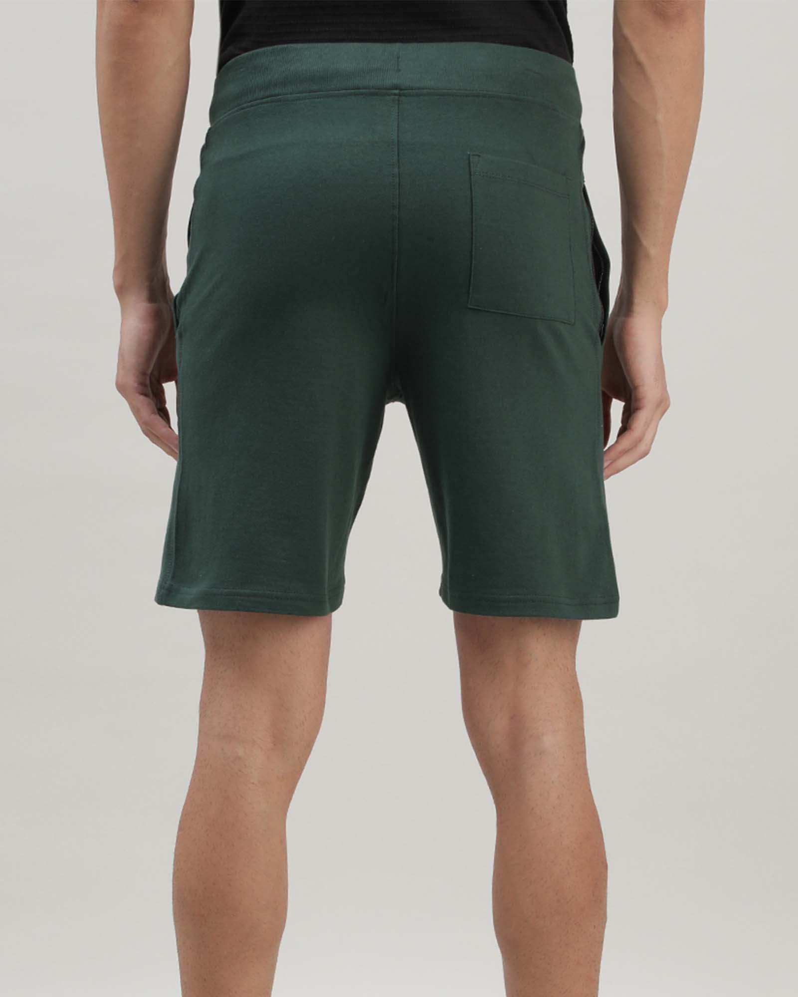 Green Solid Track Shorts