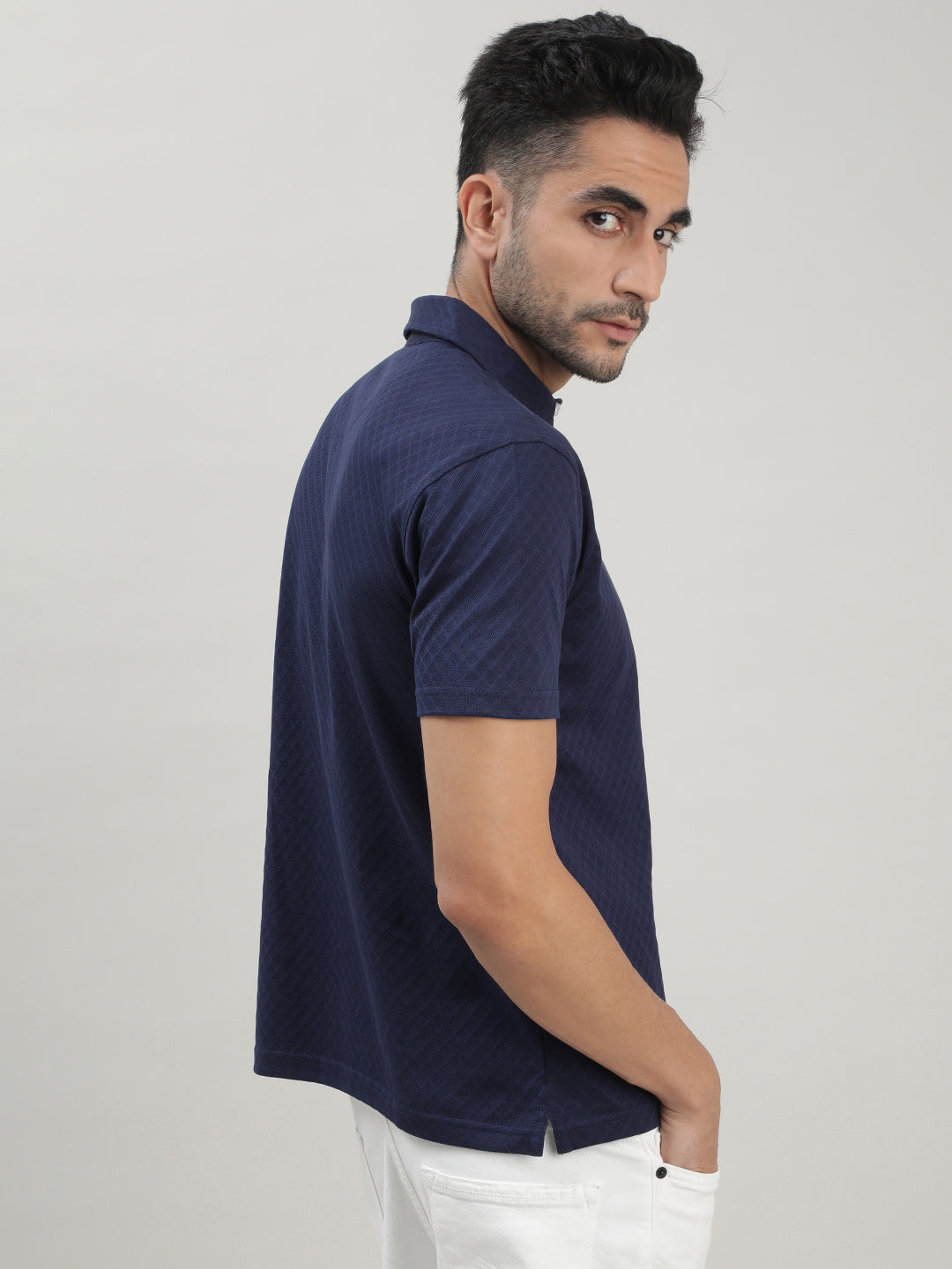 Navy Mercerized Polo T-shirt