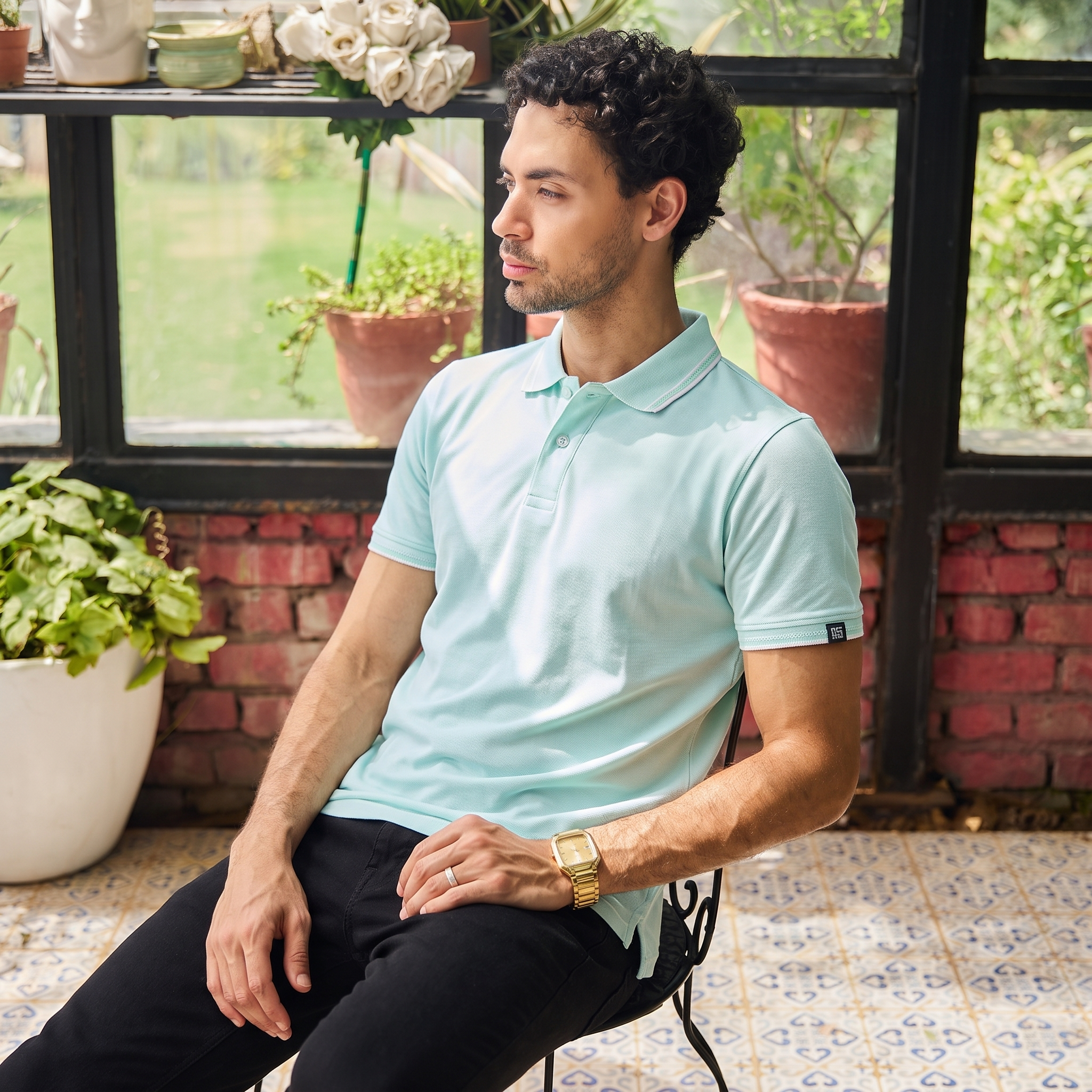 CONTRAST TIPPING POLO - MINT
