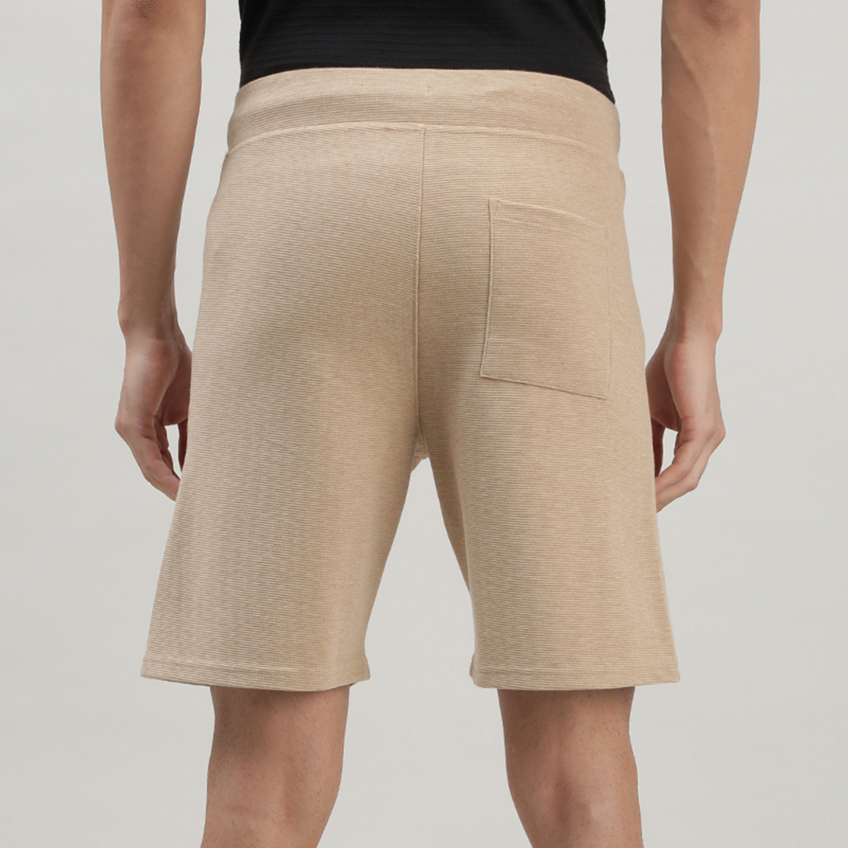 Beige Solid Track Shorts