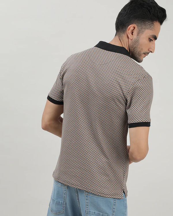 Black & Brown Houndstooth Polo Tshirt