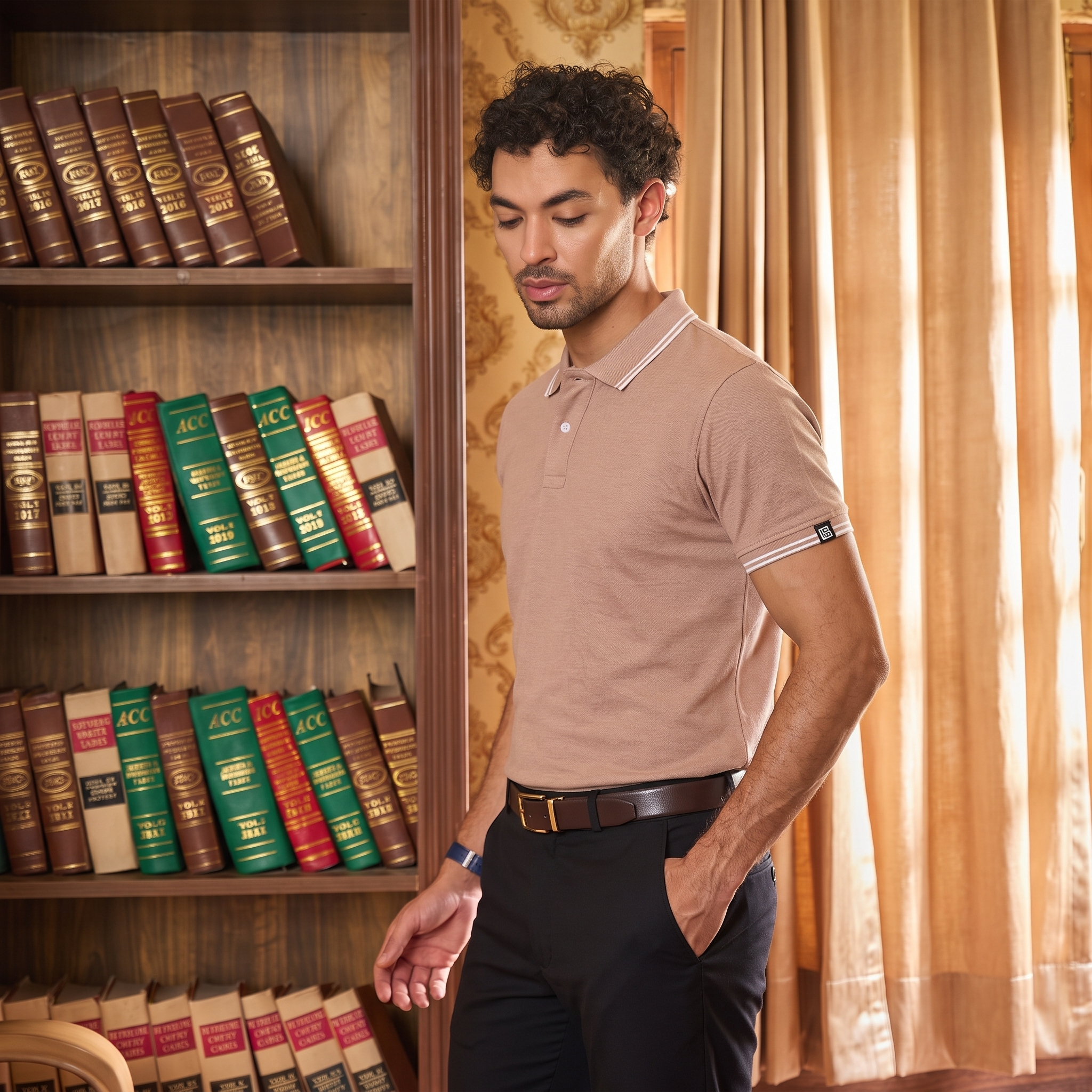 CONTRAST TIPPING POLO - TAUPE