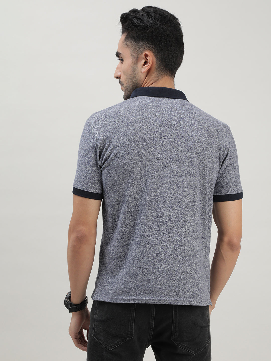 Melange Grey Polo T-shirt for Men