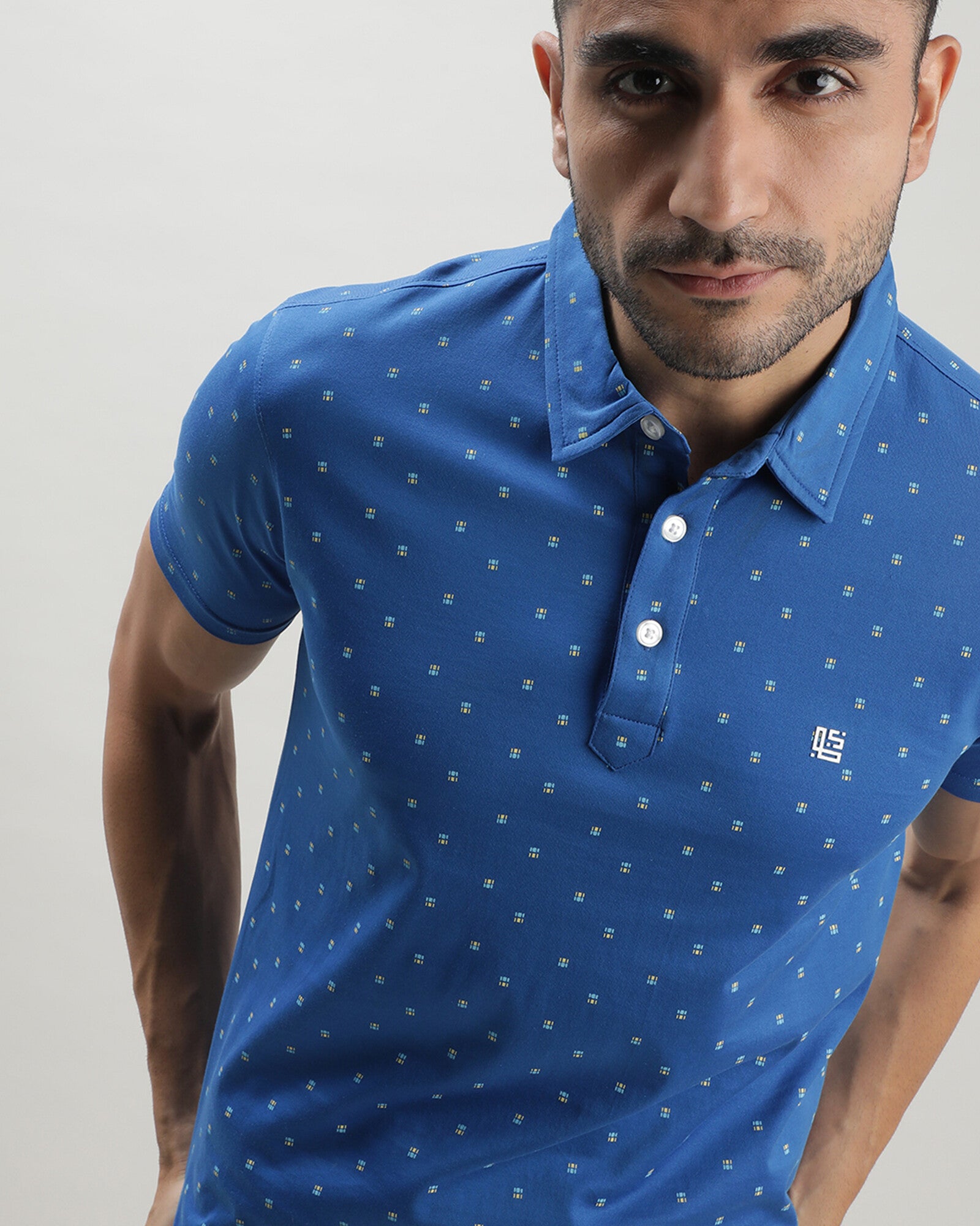 Blue Printed Polo Tshirt