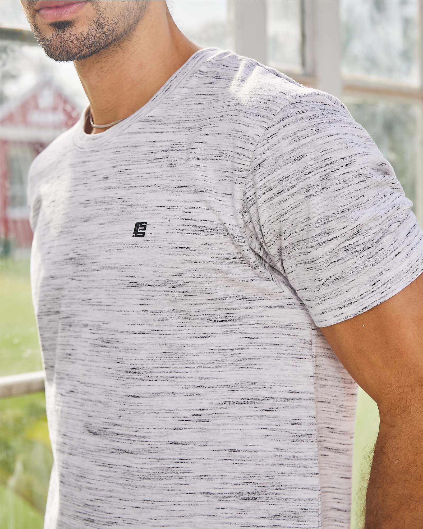 Grey & Off White Space Dyed Crew Neck