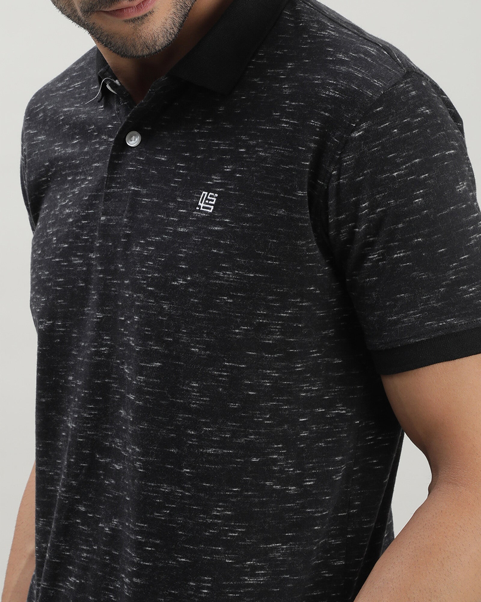 Black Space Dyed Polo Tshirt