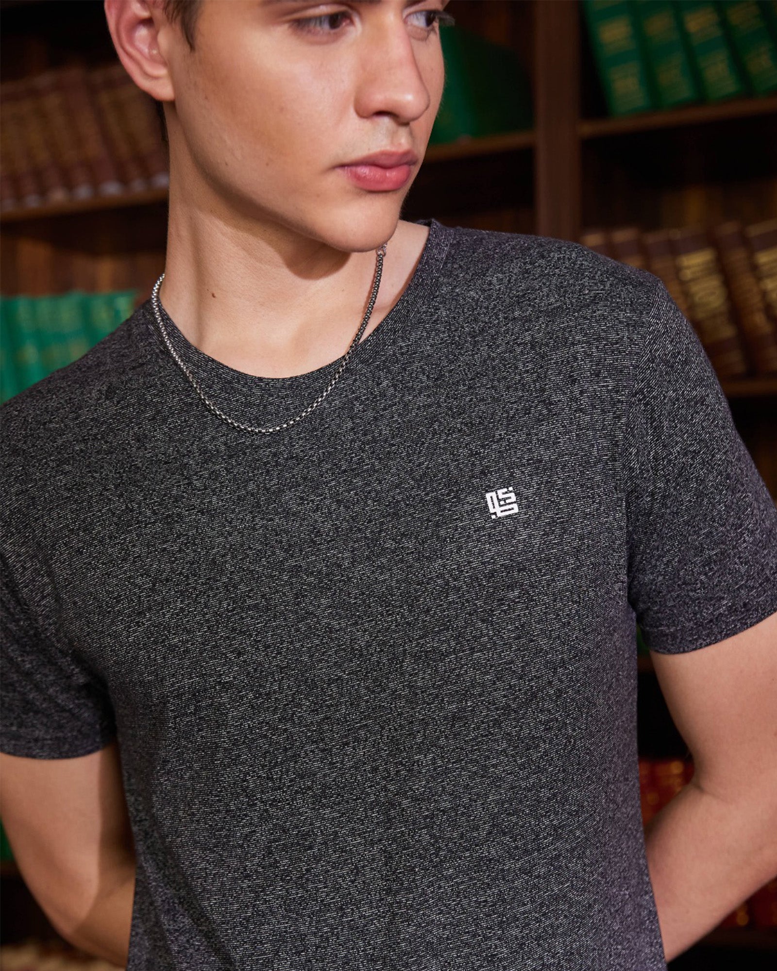 Dark Grey Space Dyed Crew Neck Tshirt