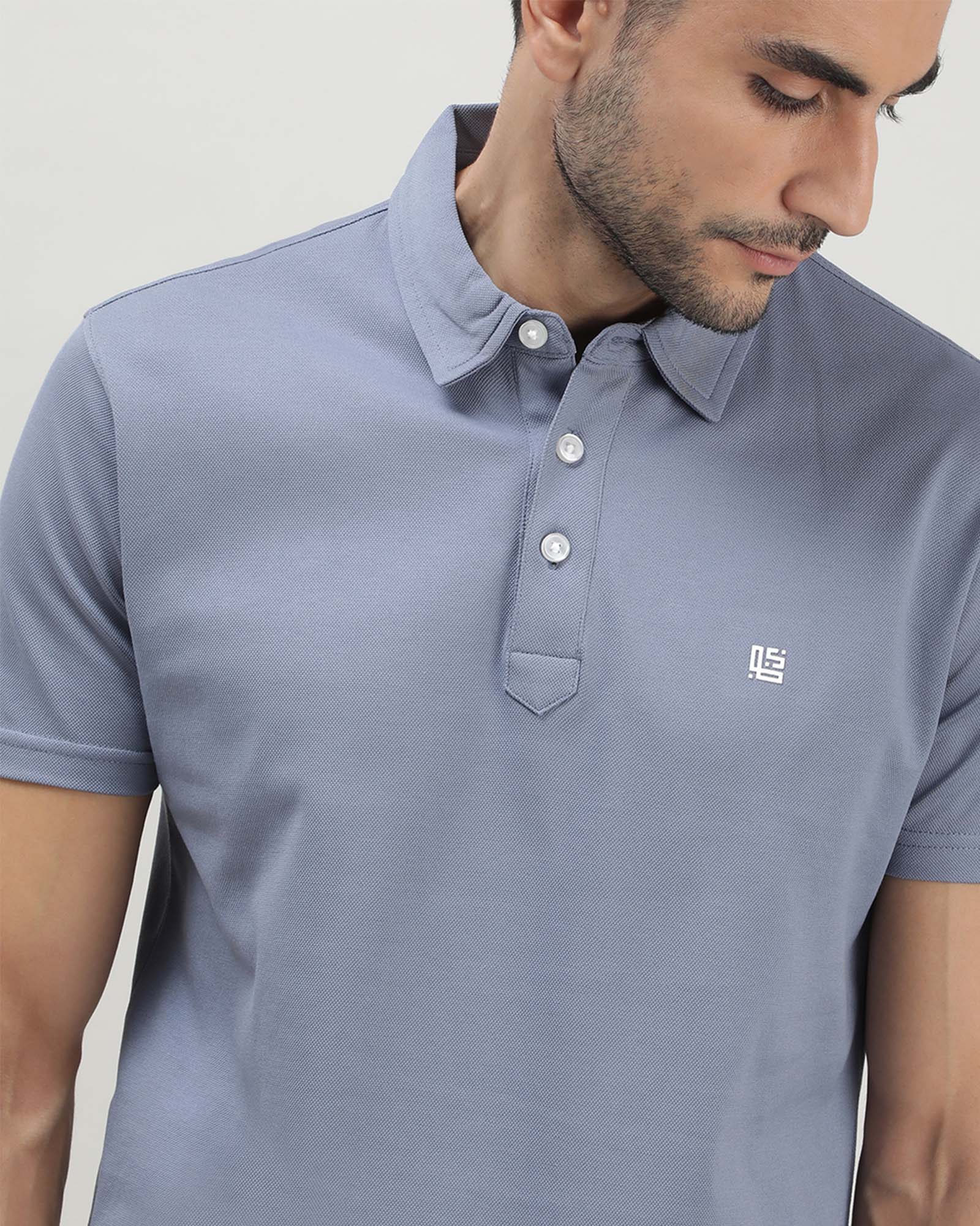 Ink Blue Solid Polo Tshirt
