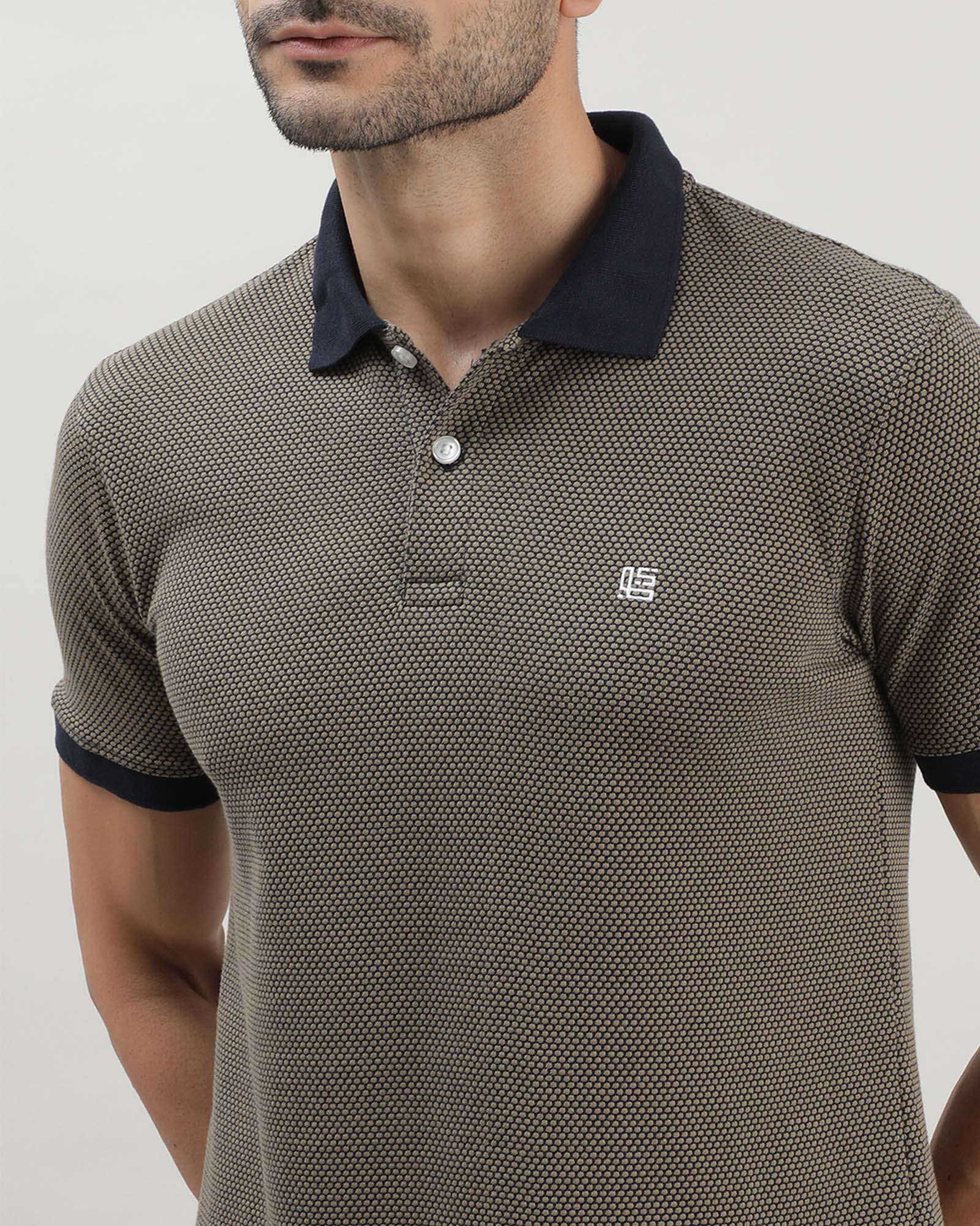 Olive Jacquard Polo Tshirt