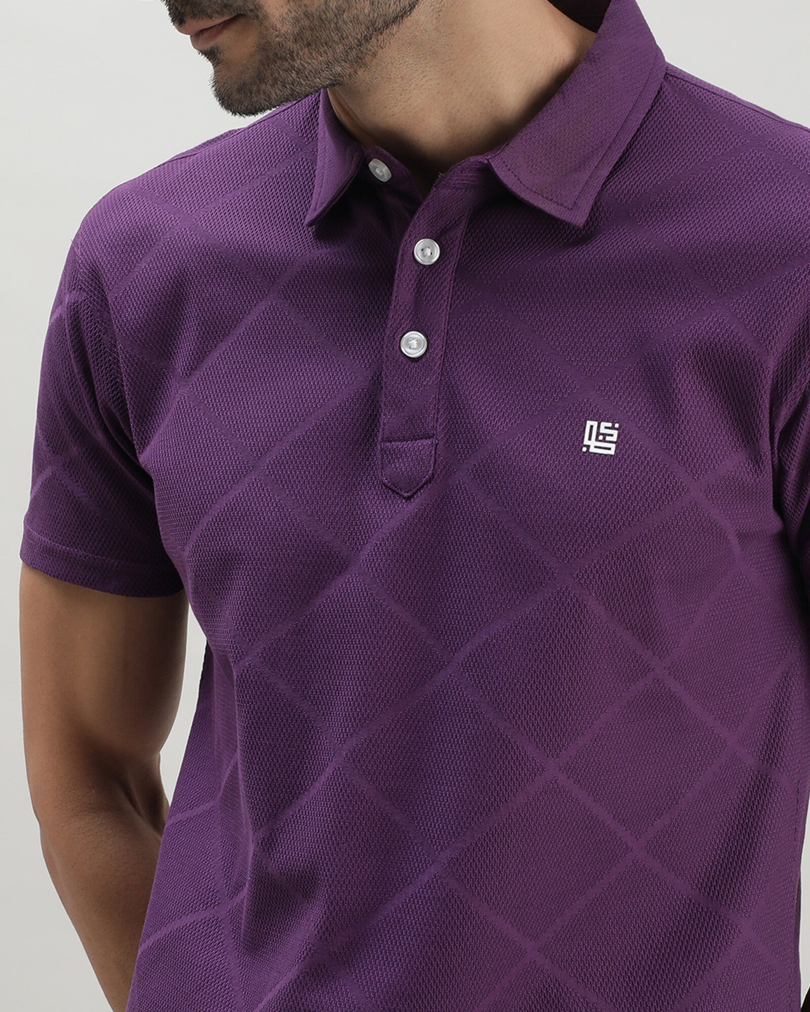 Purple Jacquard Polo Tshirt