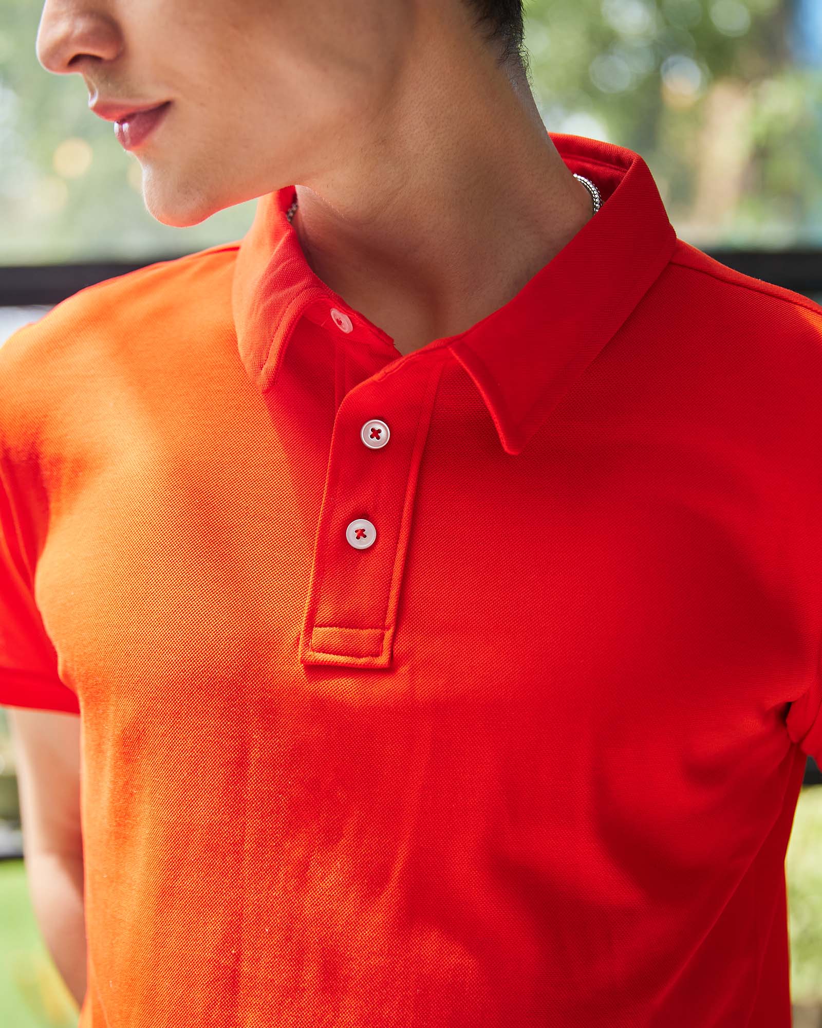 Scarlet Red Solid Polo Tshirt