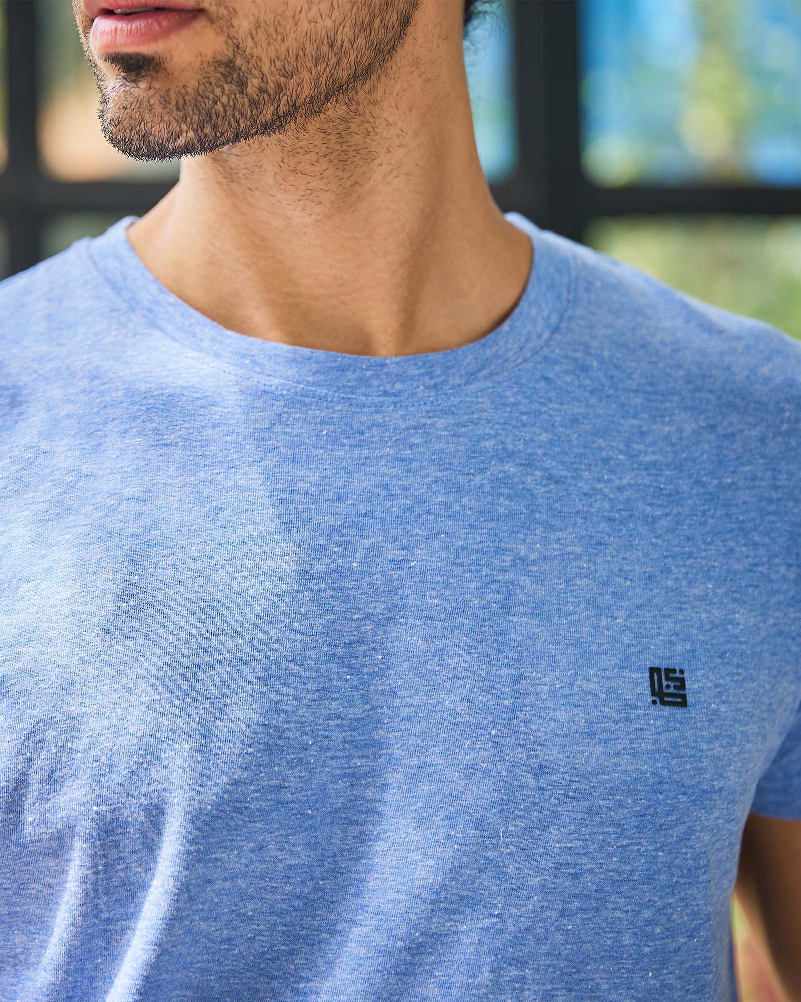 Sky Blue Space Dyed Crew Neck Tshirt