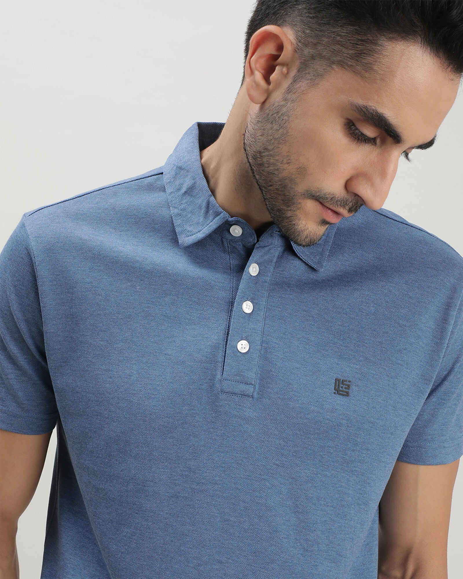Blue Solid Polo Tshirt