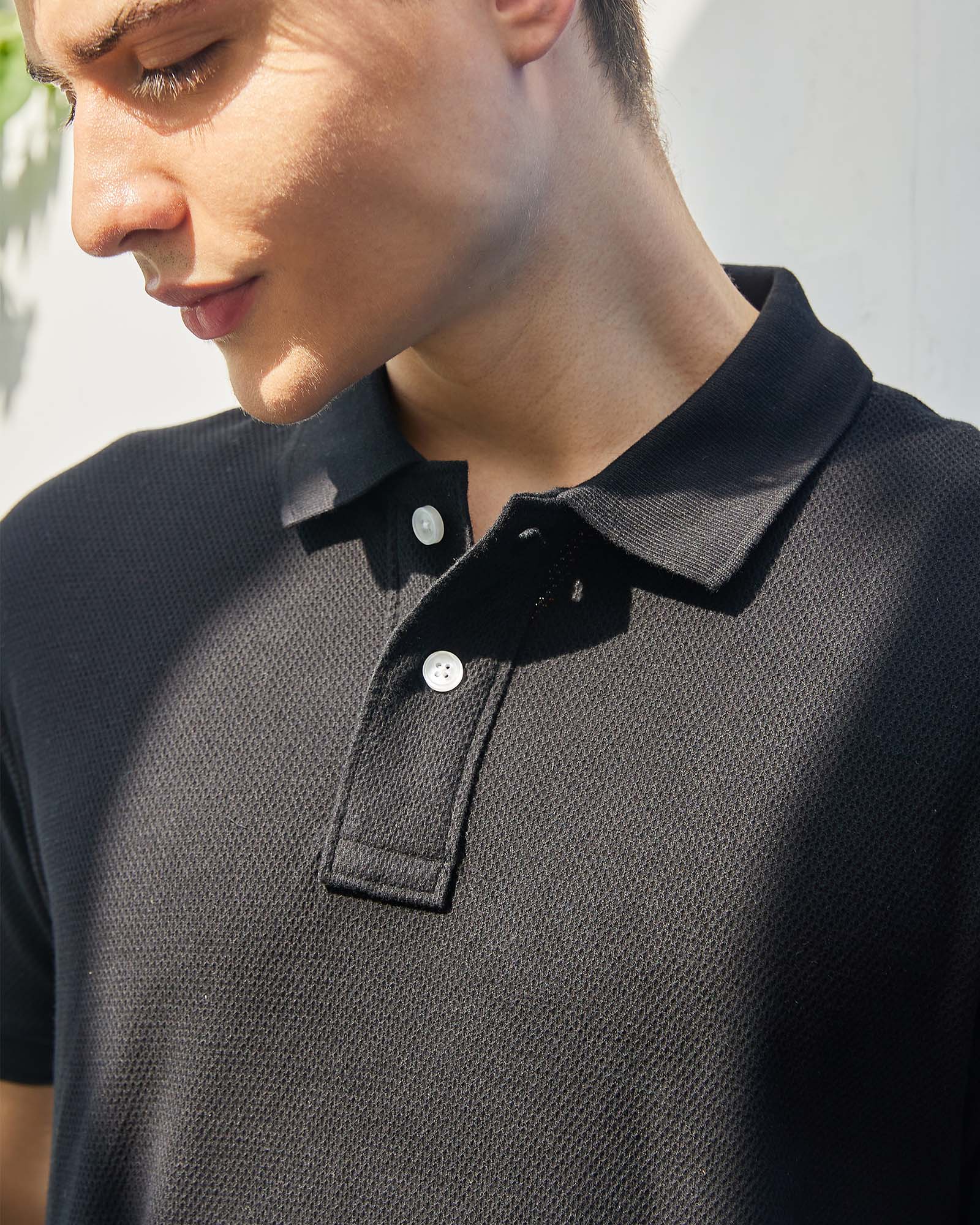 Black Jacquard Polo Tshirt