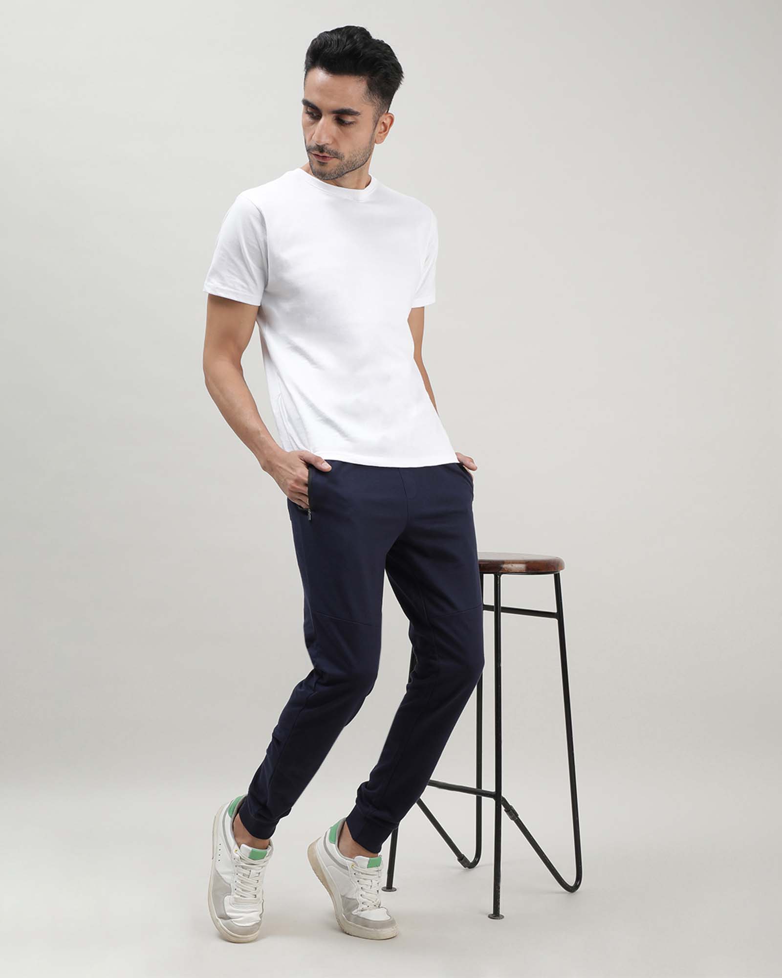 Navy Blue Solid Track Joggers