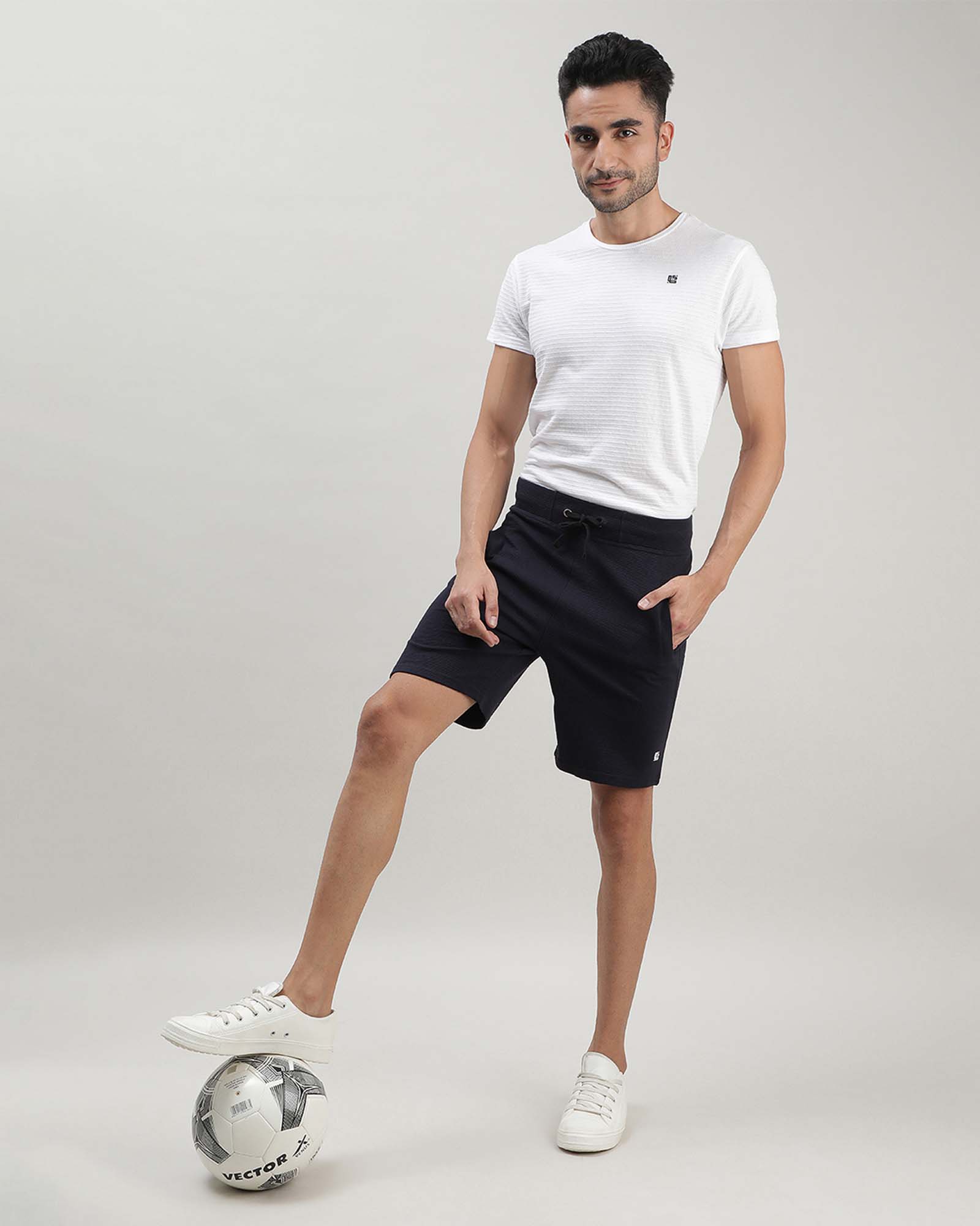 Black Solid Track Shorts