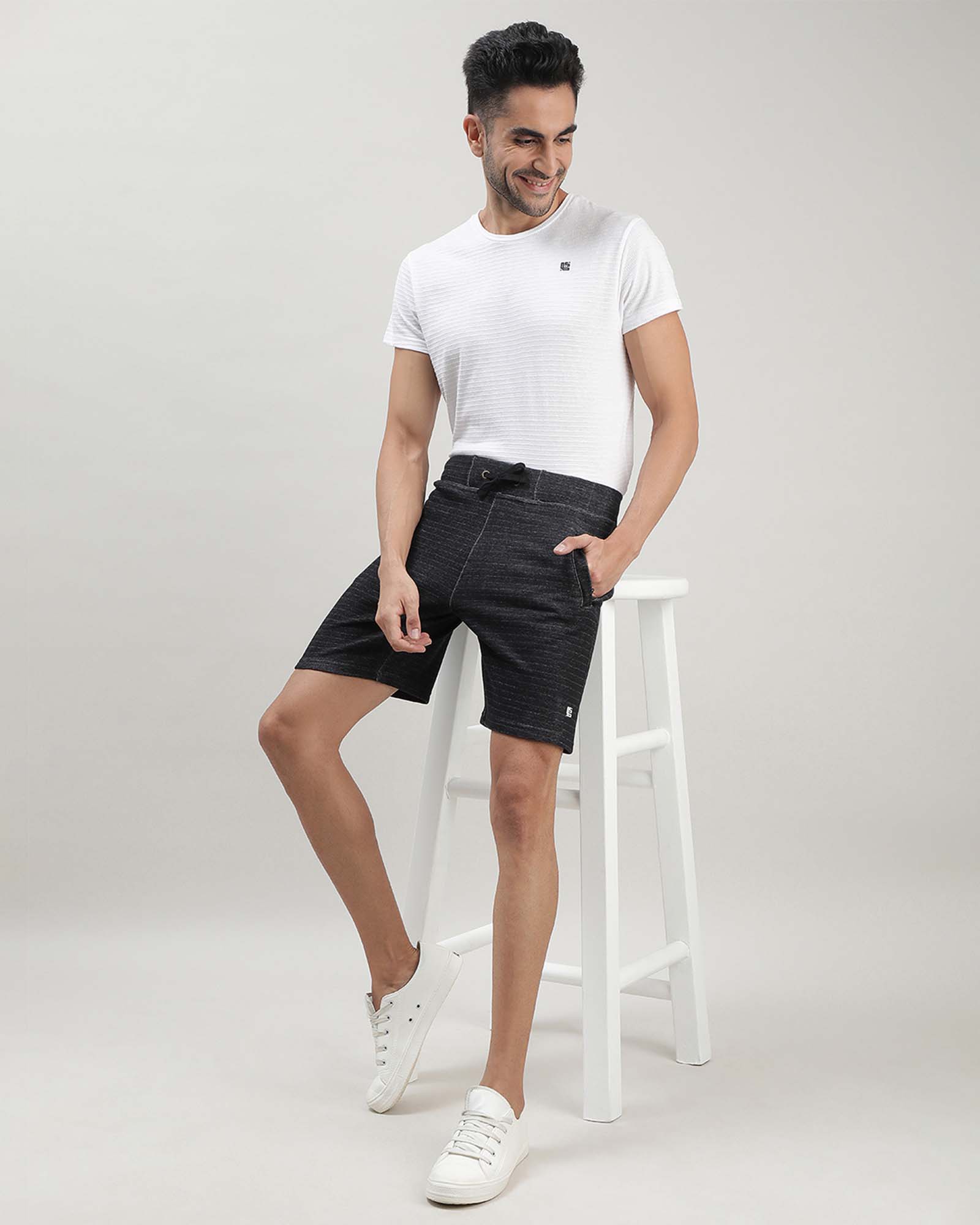 Charcoal Black Solid Track Shorts