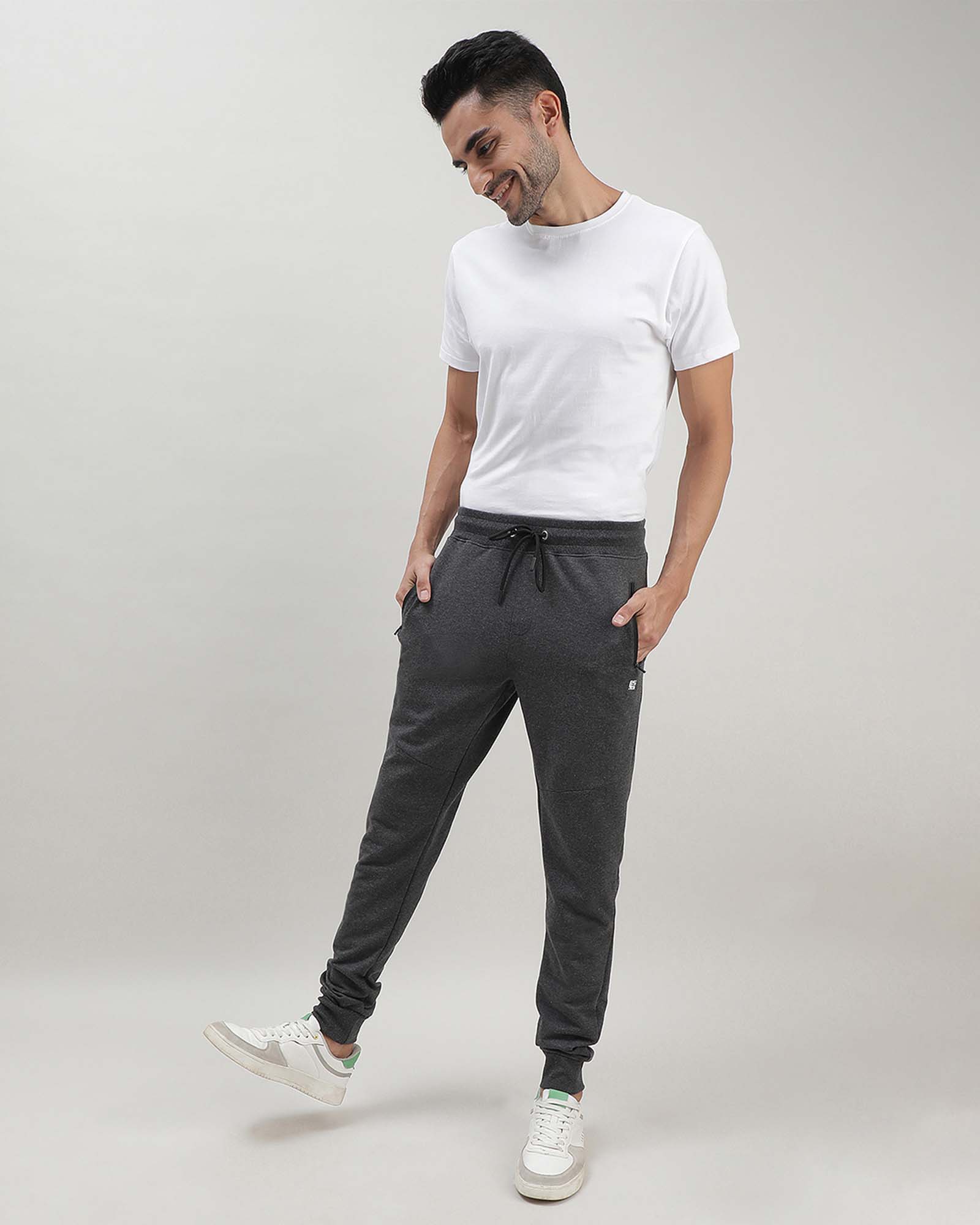 Grey Solid Track Joggers