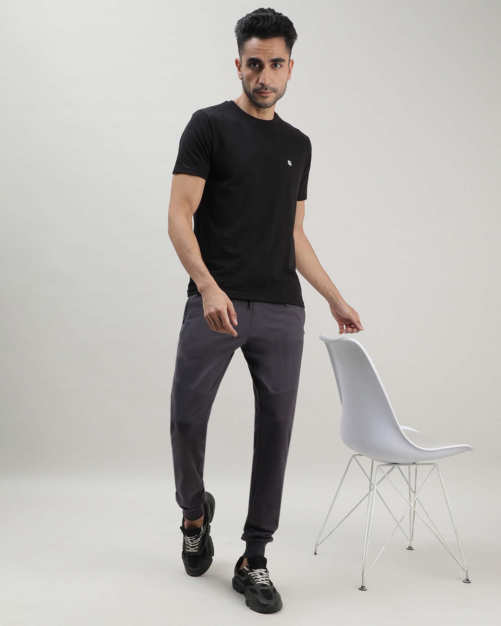 Dark Grey Solid Track Joggers