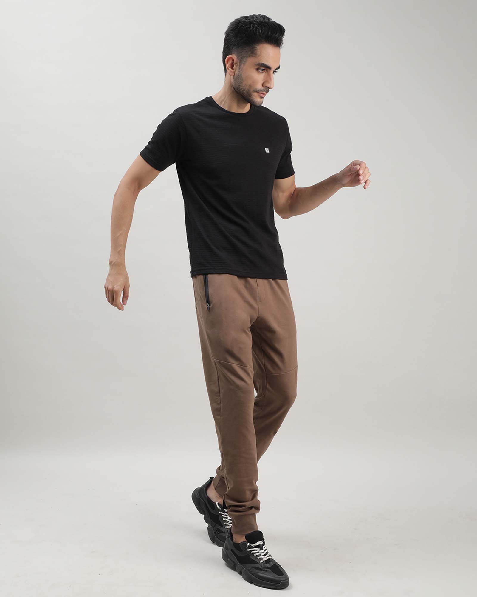 Brown Solid Track Joggers