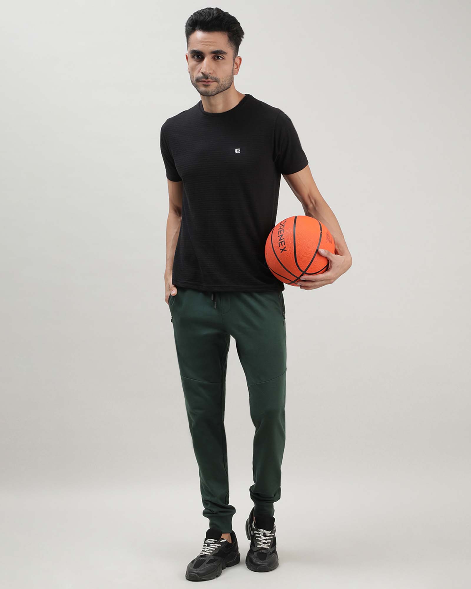 Green Solid Track Joggers