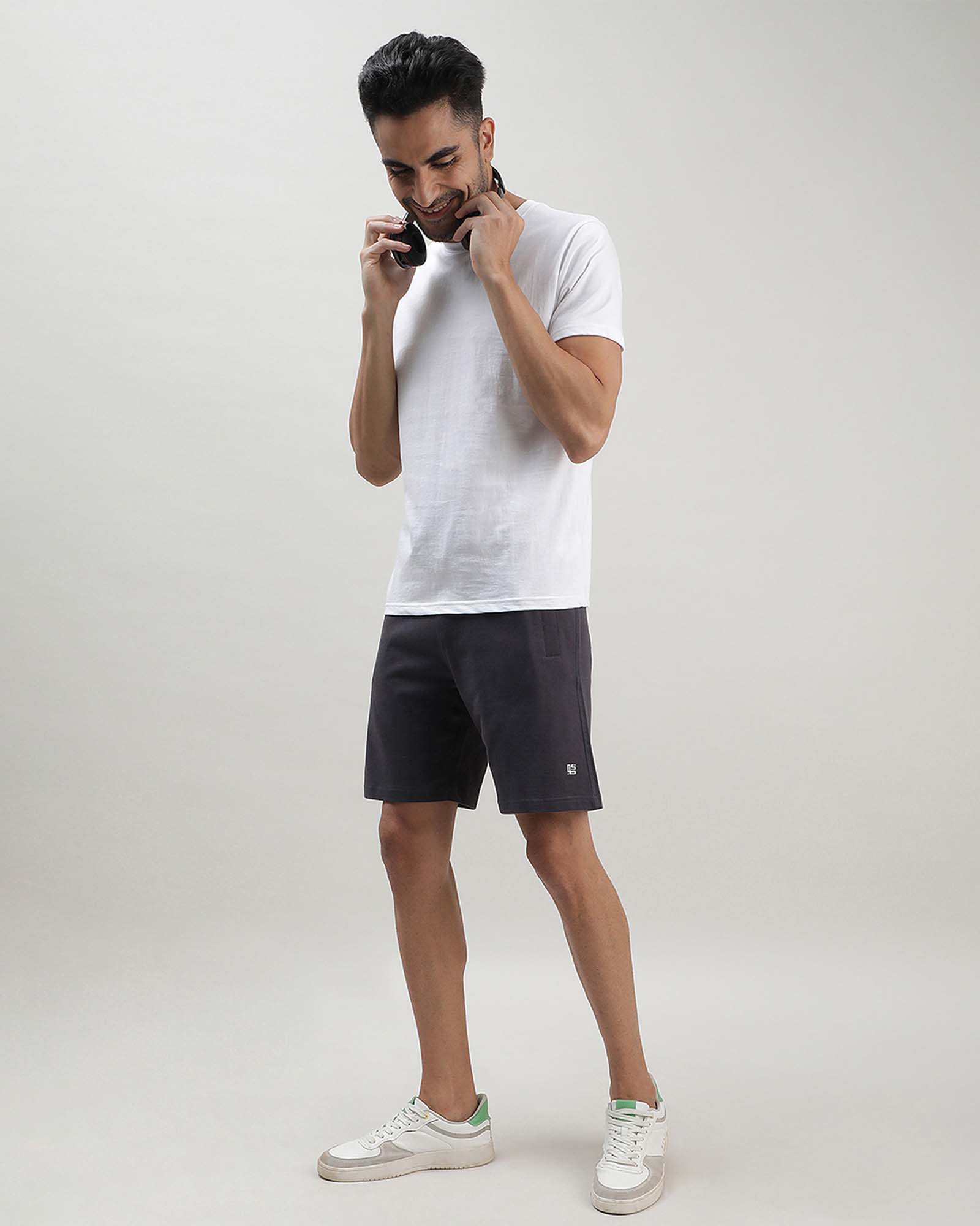 Dark Blue Solid Track Shorts