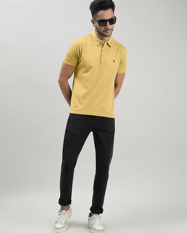 Yellow Mercerized Polo T-shirt