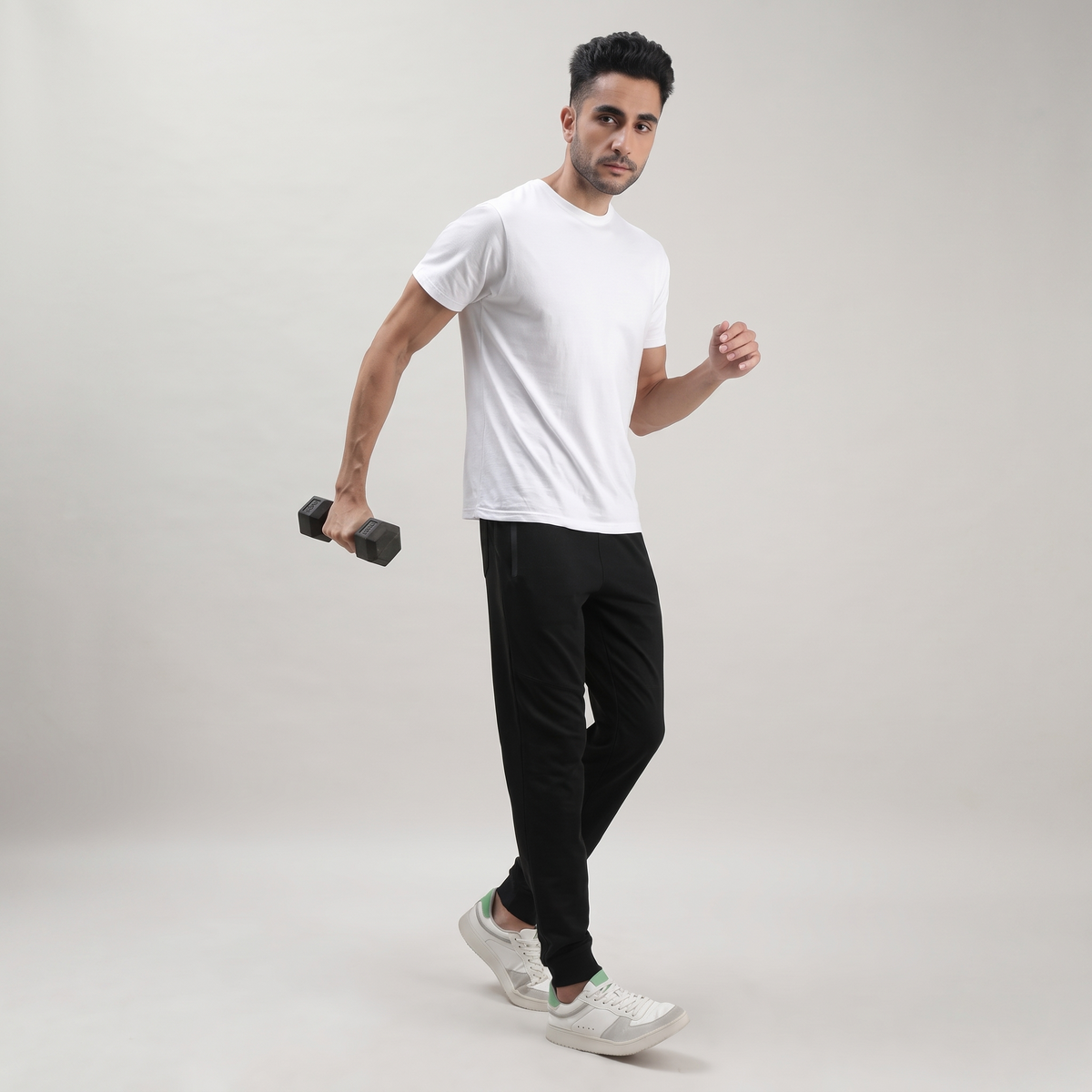 Black Solid Track Joggers