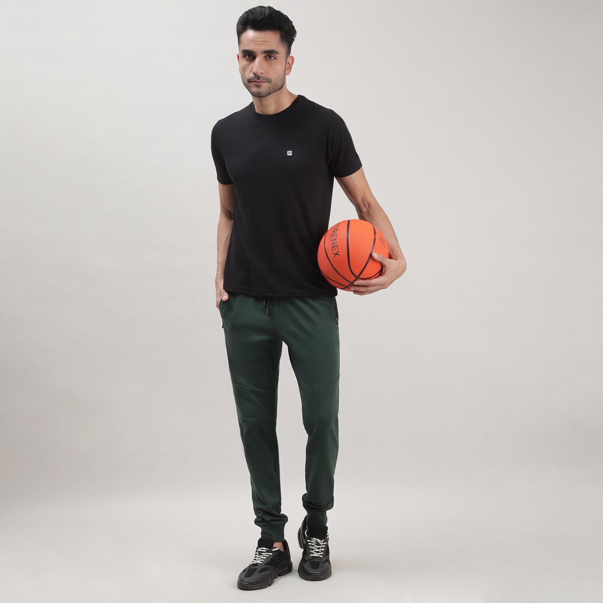 Green Solid Track Joggers
