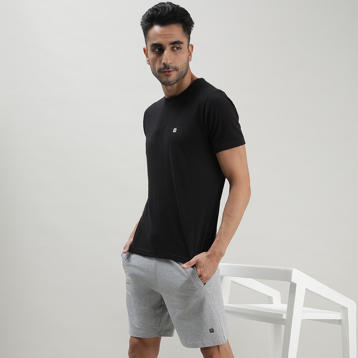 Grey Solid Track Shorts