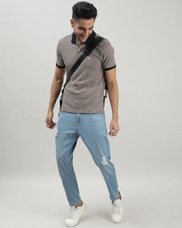 Black & Brown Houndstooth Polo Tshirt
