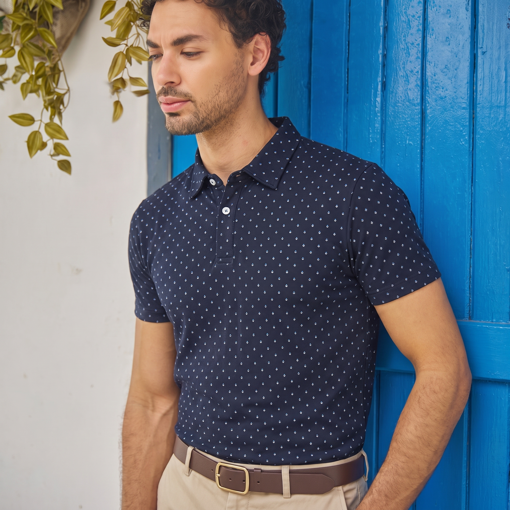 Navy Blue Men Polo Tshirt